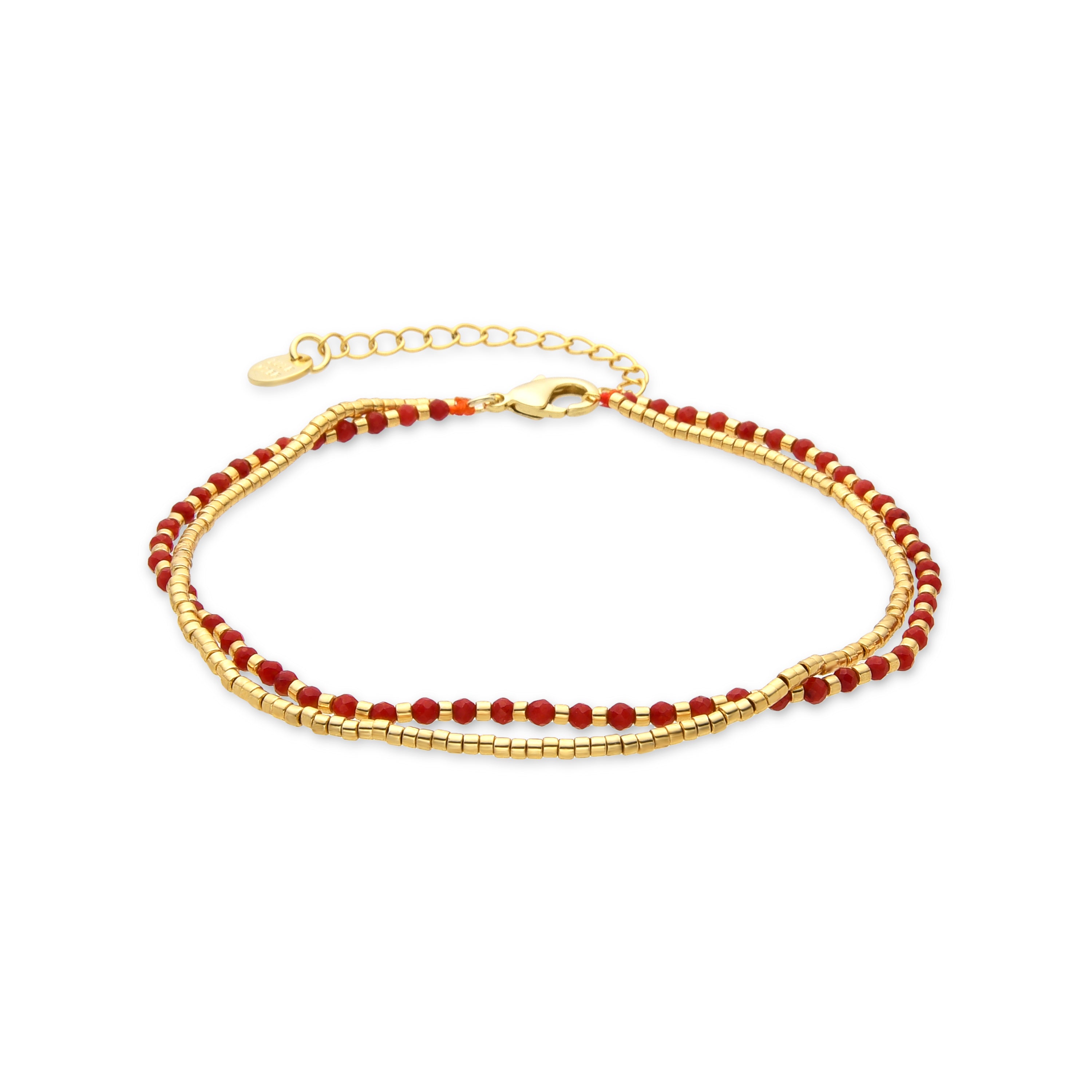 Bracelet with Red Crystal, 18K Gold Finish - Lidrin