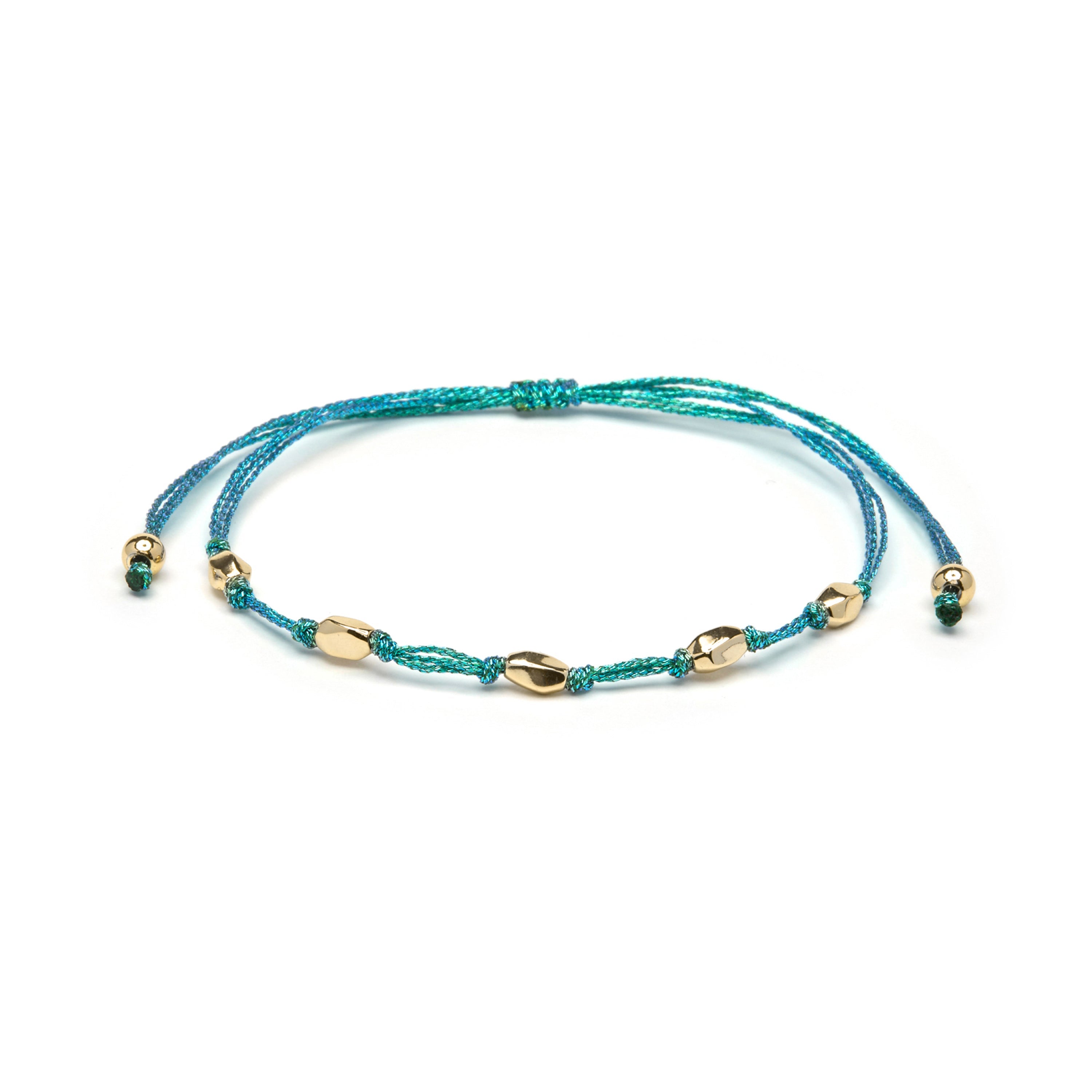Cotton bracelet with 18k yellow gold findings - Buawe