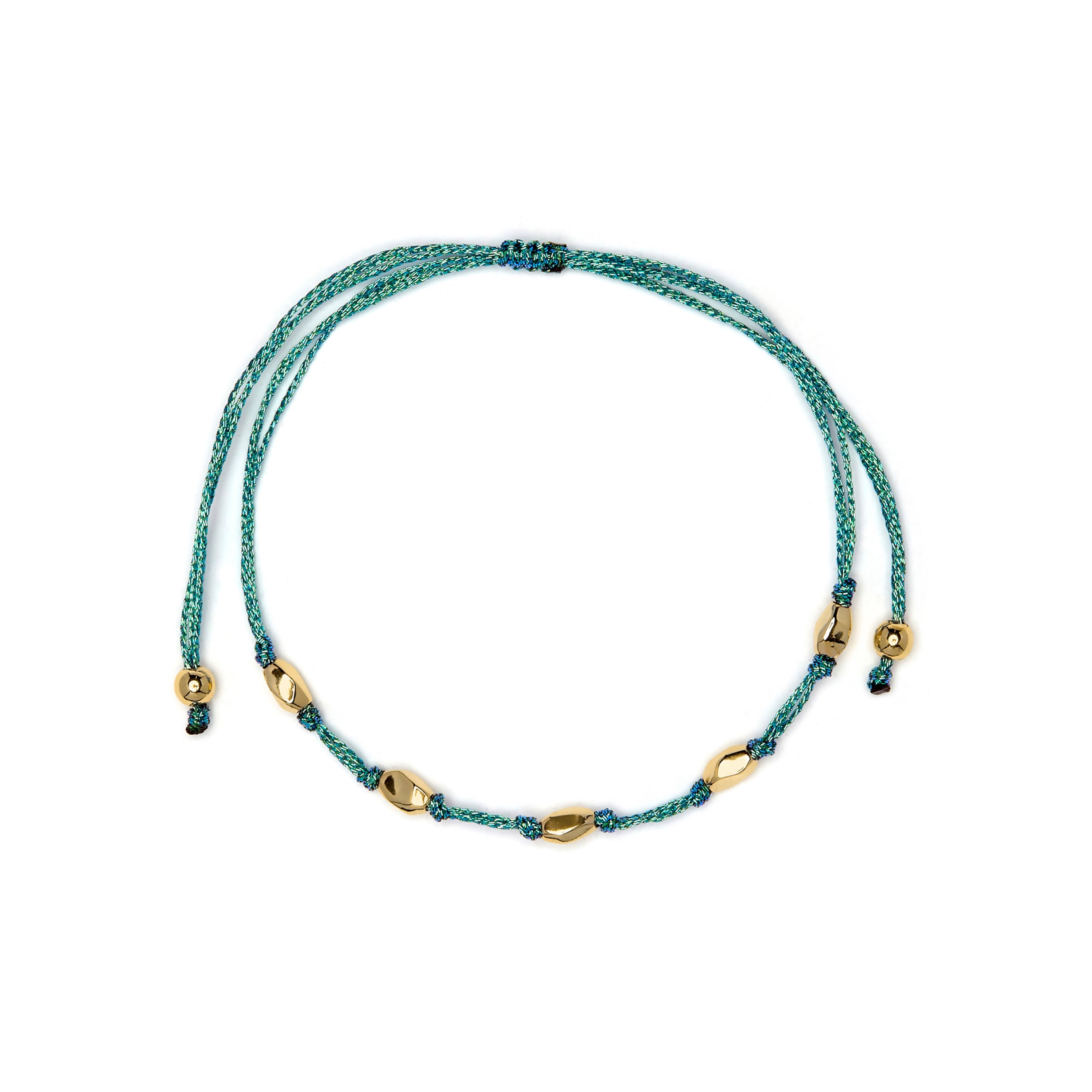 Cotton bracelet with 18k yellow gold findings - Buawe