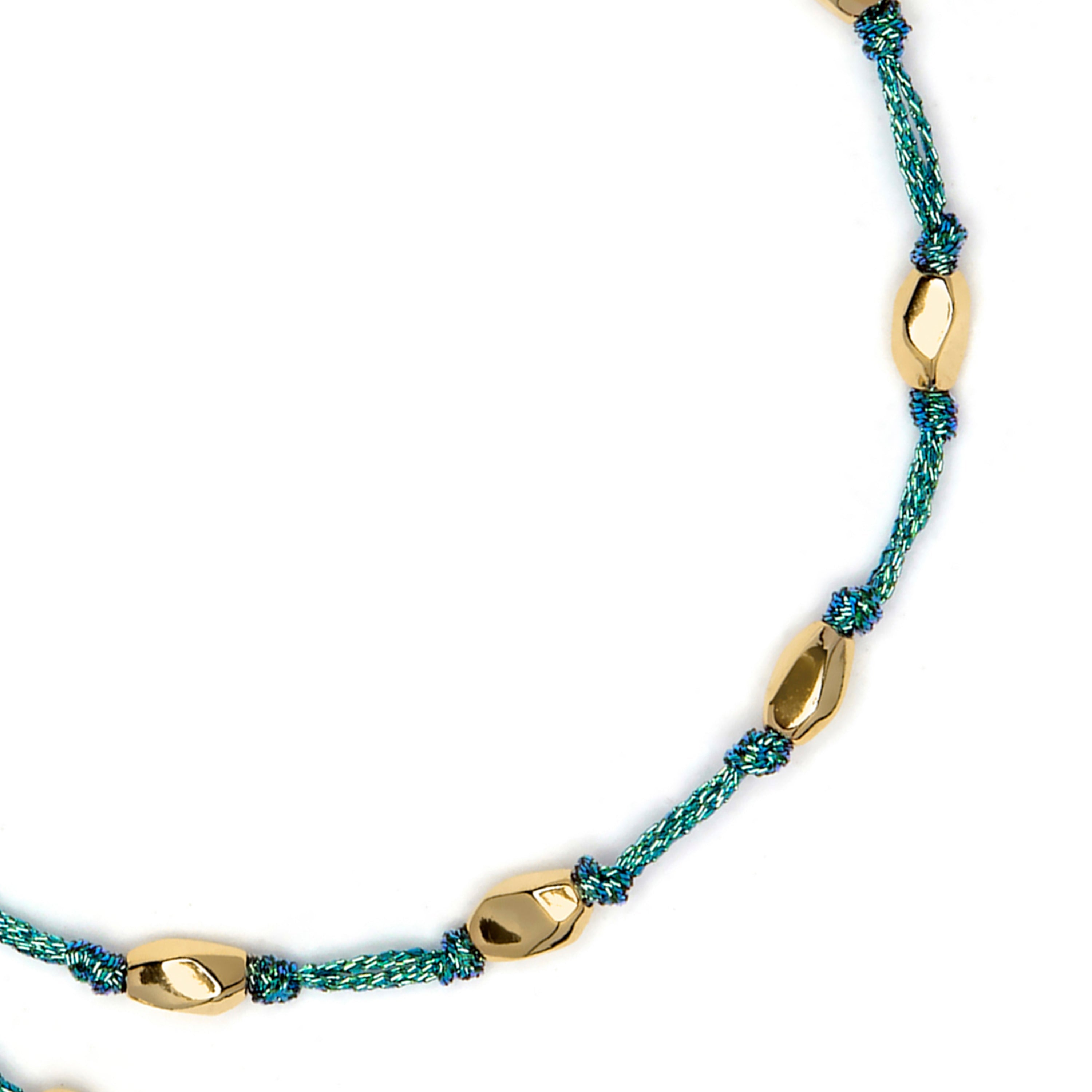 Cotton bracelet with 18k yellow gold findings - Buawe