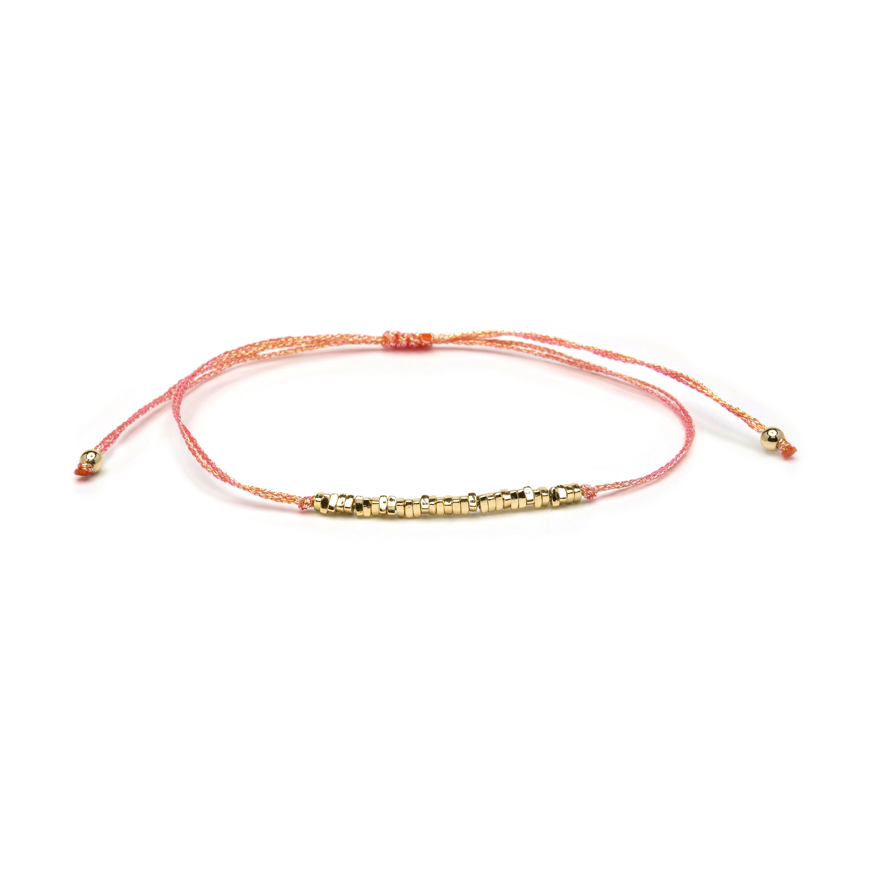 Orange Cotton Bracelet with 18k Yellow Gold Finish - Limley