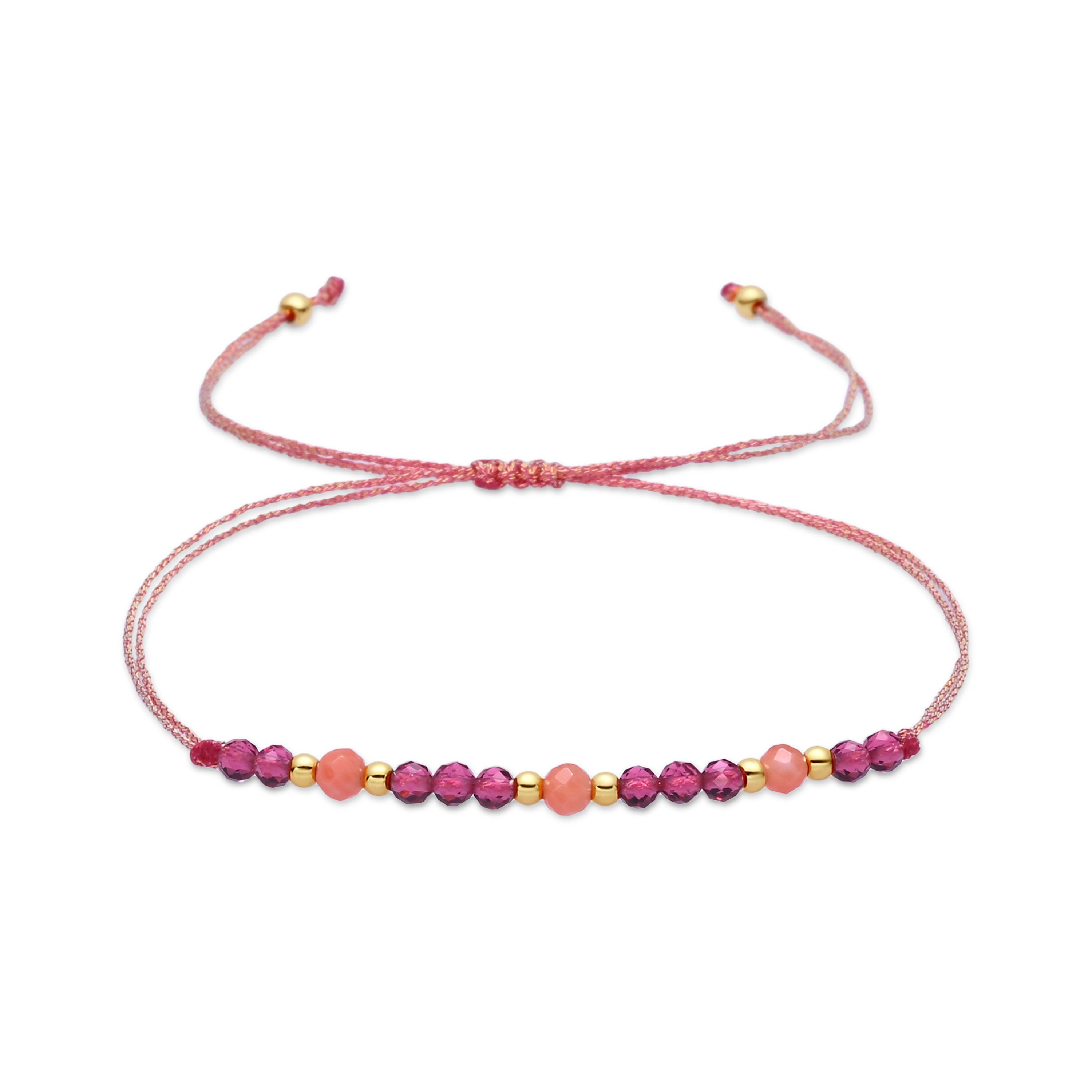 Garnet Crystal Bracelet in 18k Yellow Gold Finish - Kyovir
