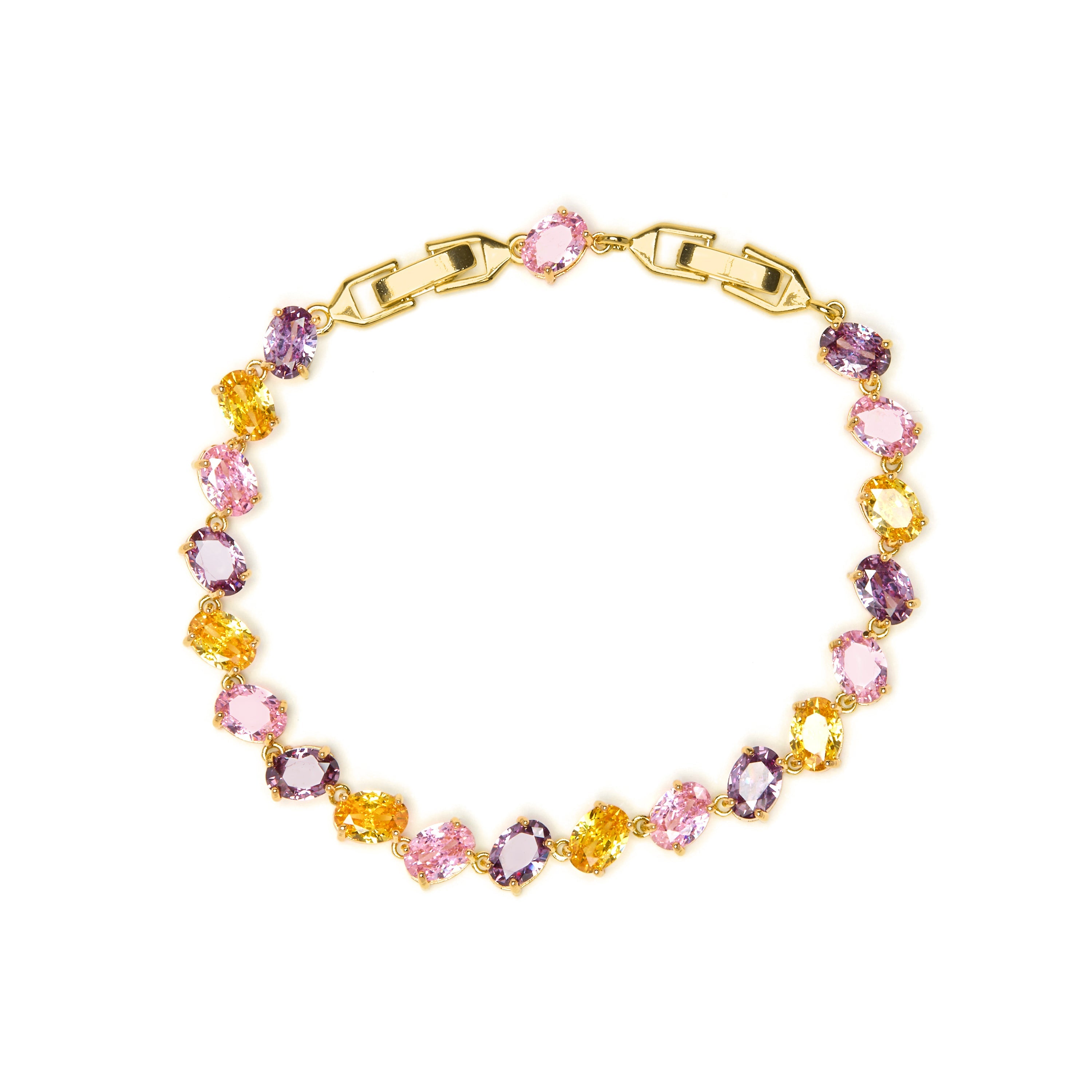 Pulsera acabado oro amarillo de 18k y Circonita Multicolor - Azik