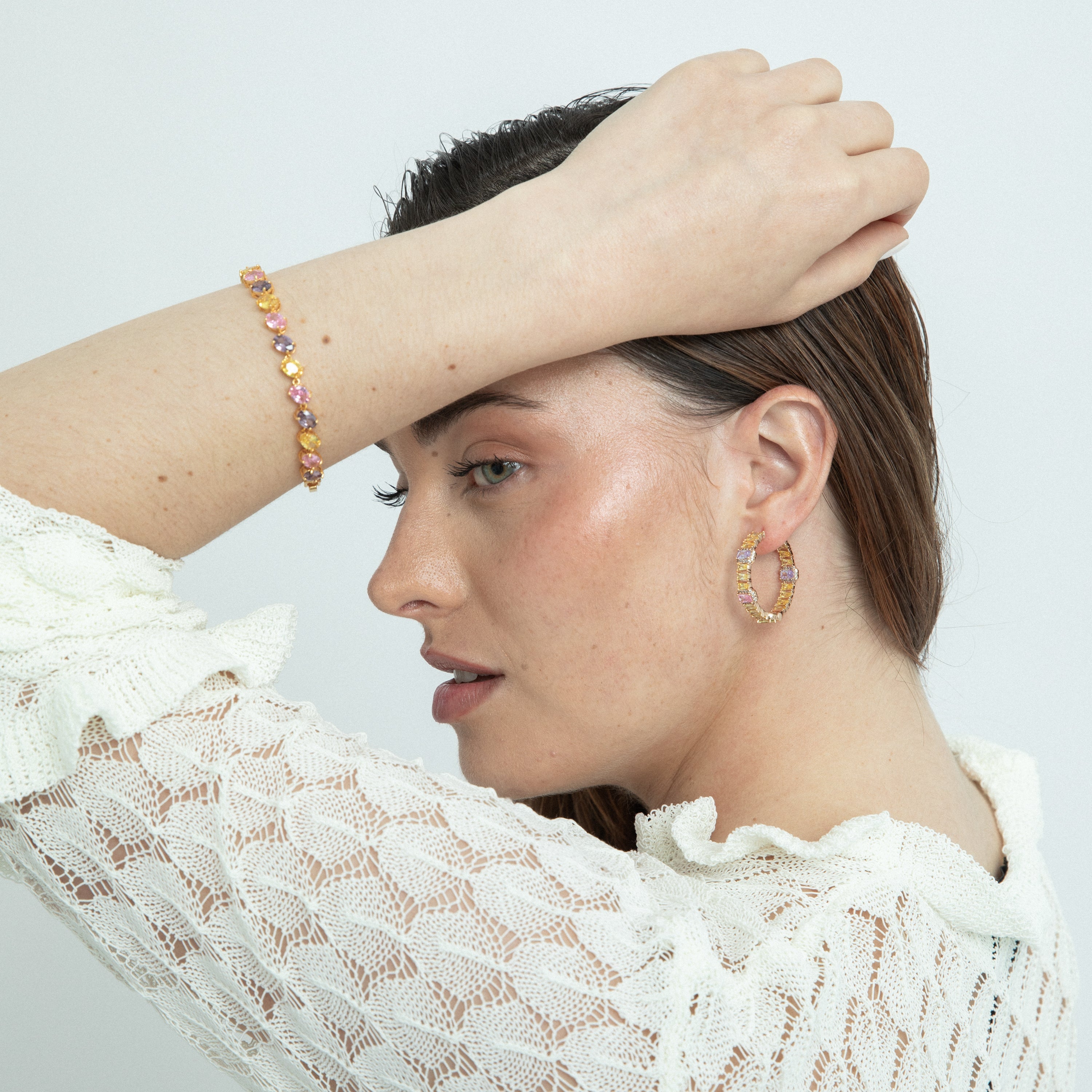 18k yellow gold finish bracelet with multicolored zirconia - Azik