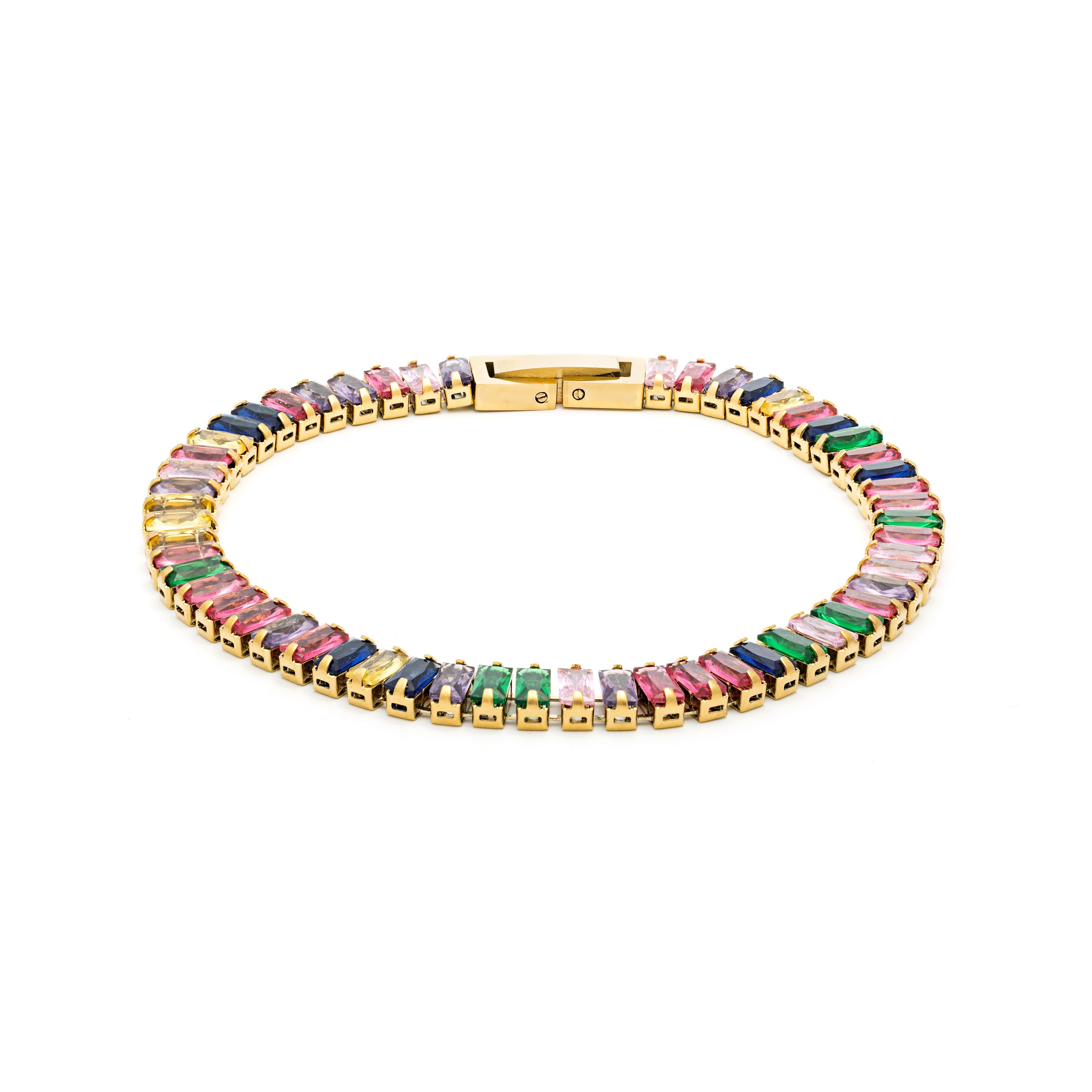 Multicolor Zirconia Bracelet finished in 18K yellow gold - Gorys