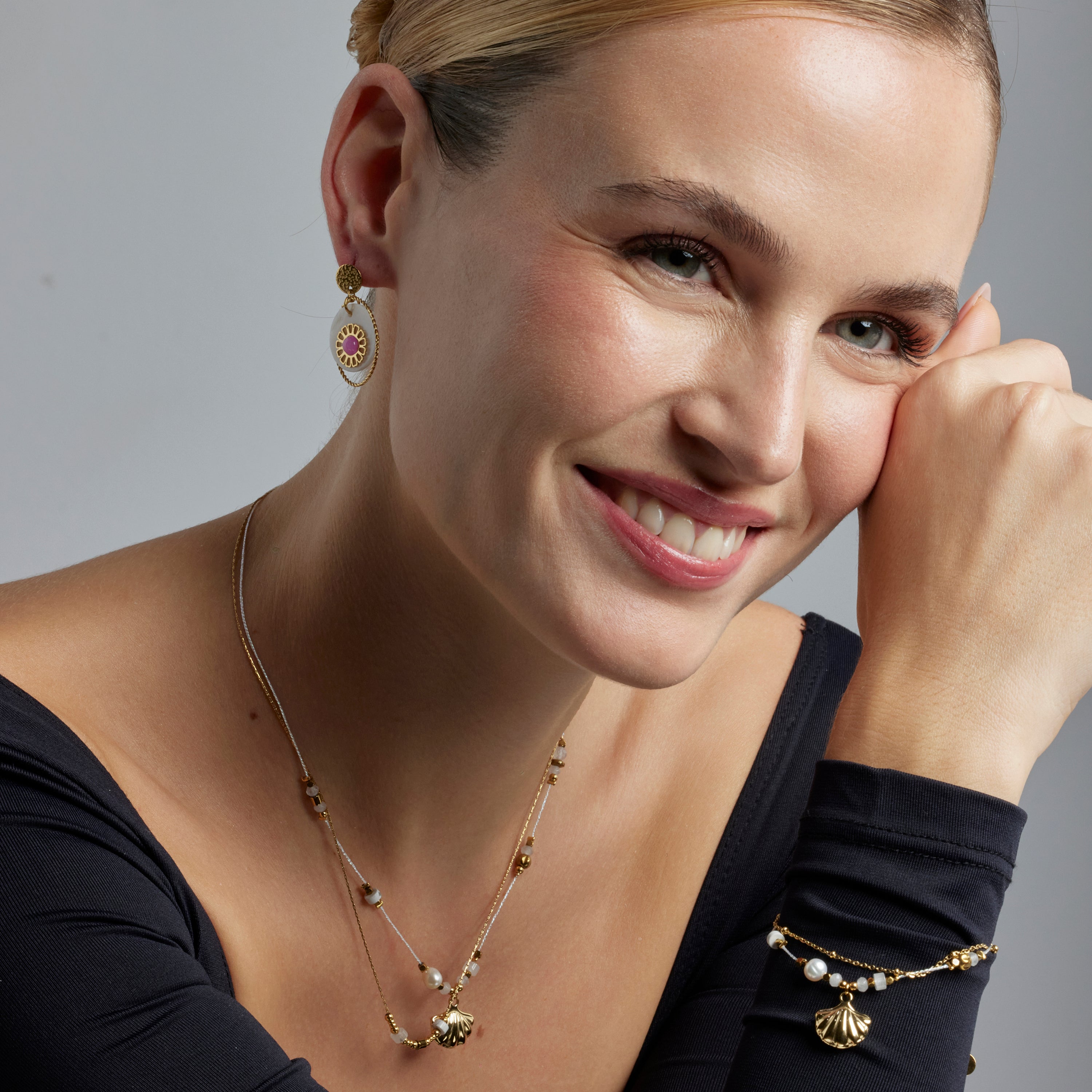 Bracelet with brilliant zirconia in 18k gold finish - Virat