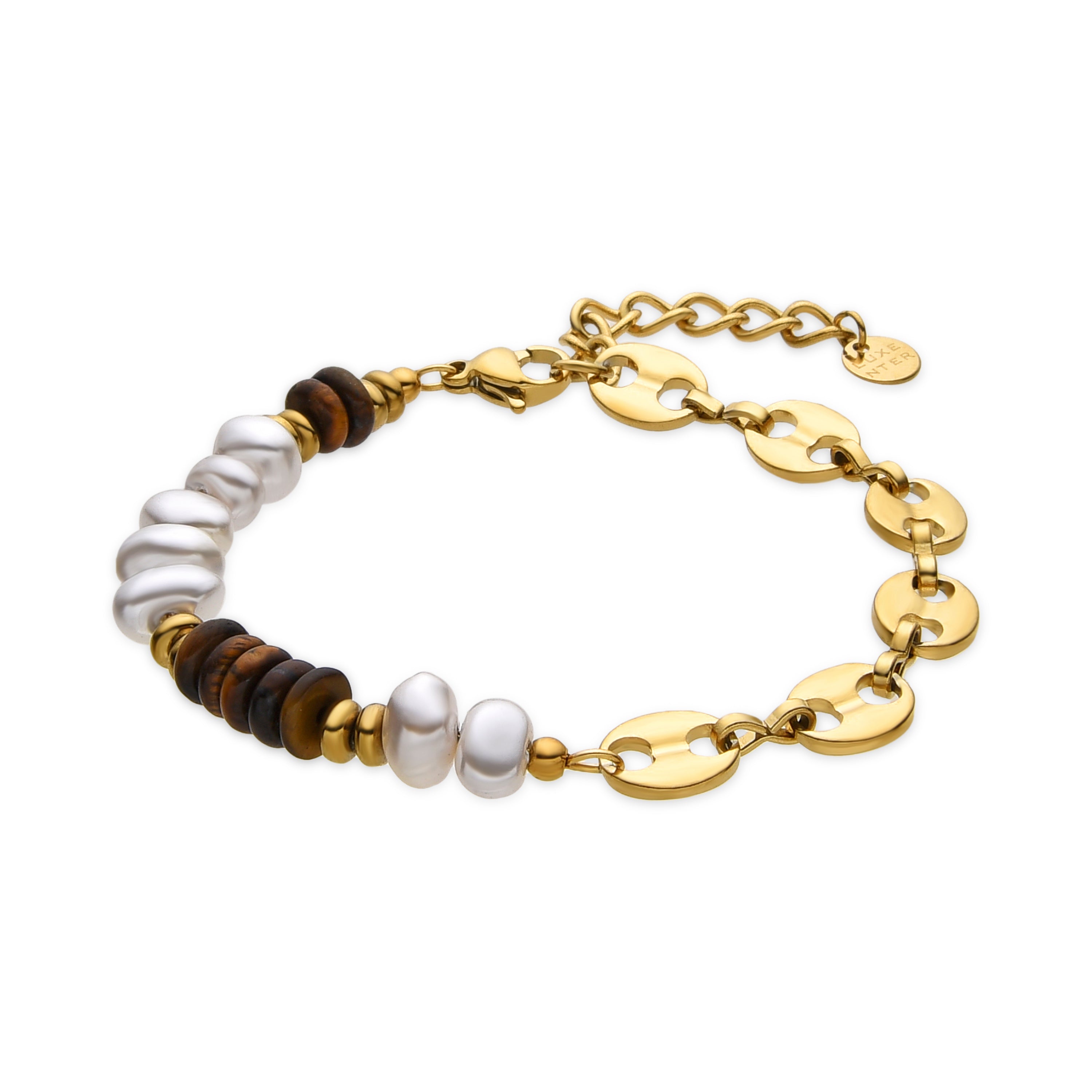 18k Gold Finish Tiger&amp;#39;s Eye Bracelet - Kimbalbo