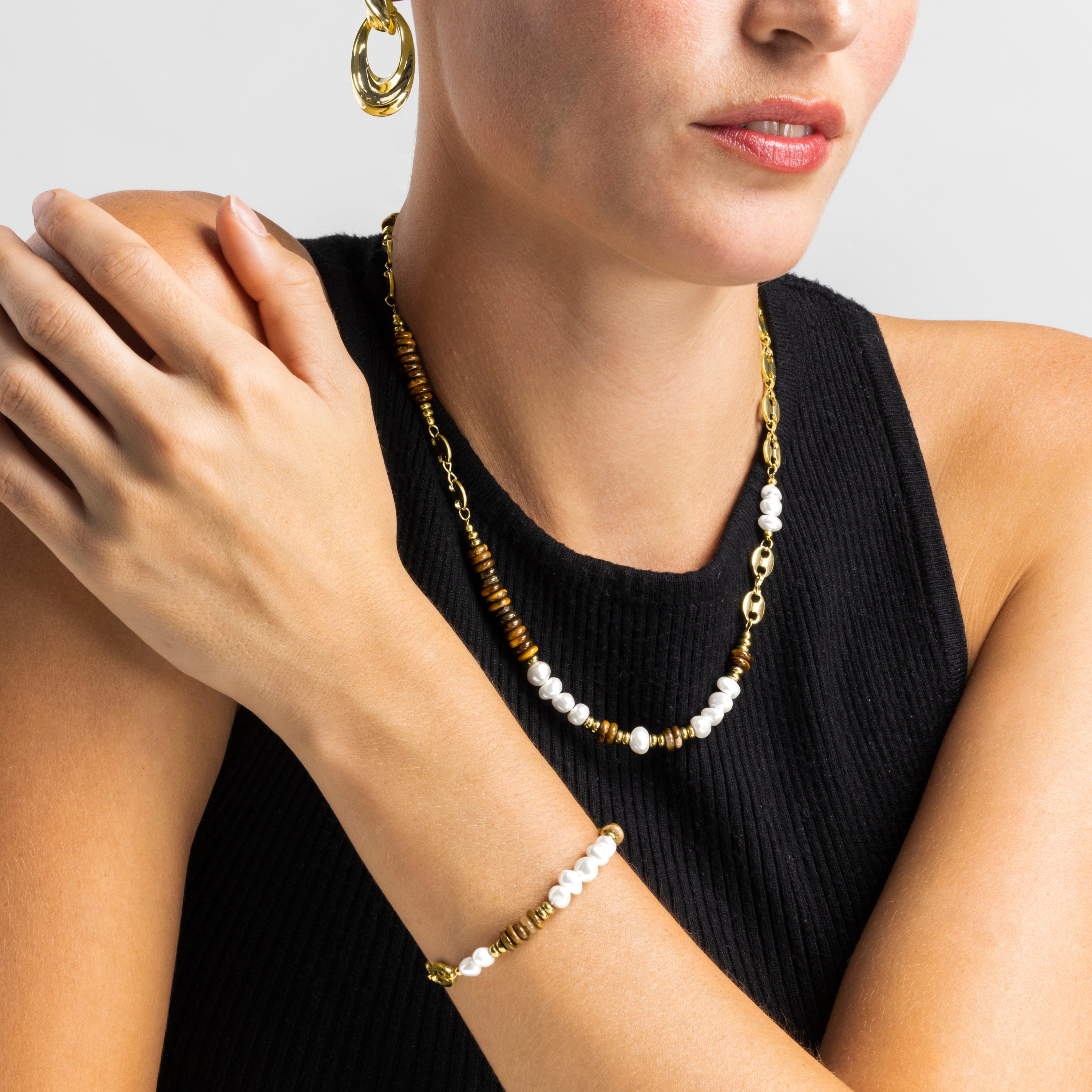 18k Gold Finish Tiger&amp;#39;s Eye Bracelet - Kimbalbo