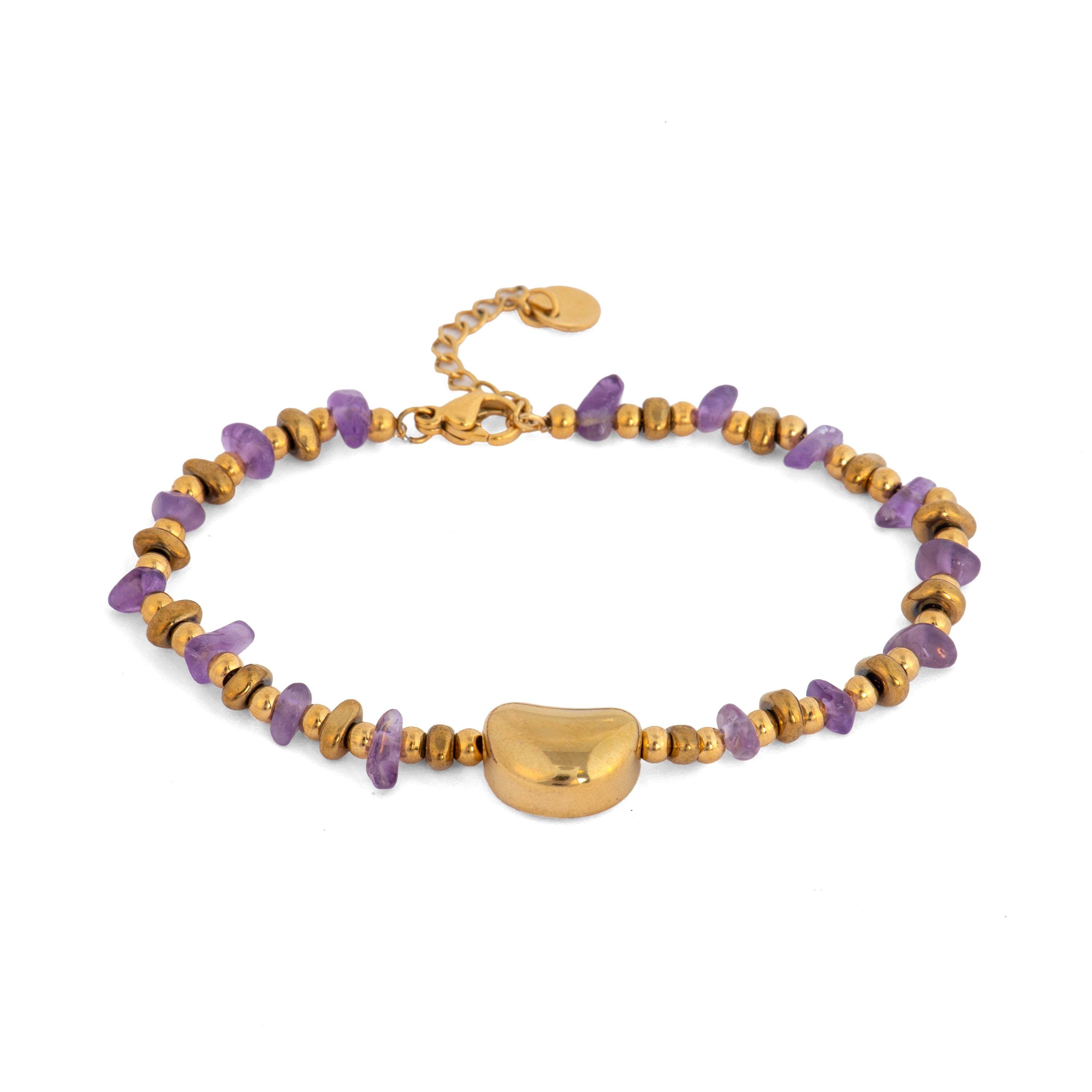 18k yellow gold and natural amethyst bracelet - Tarthae