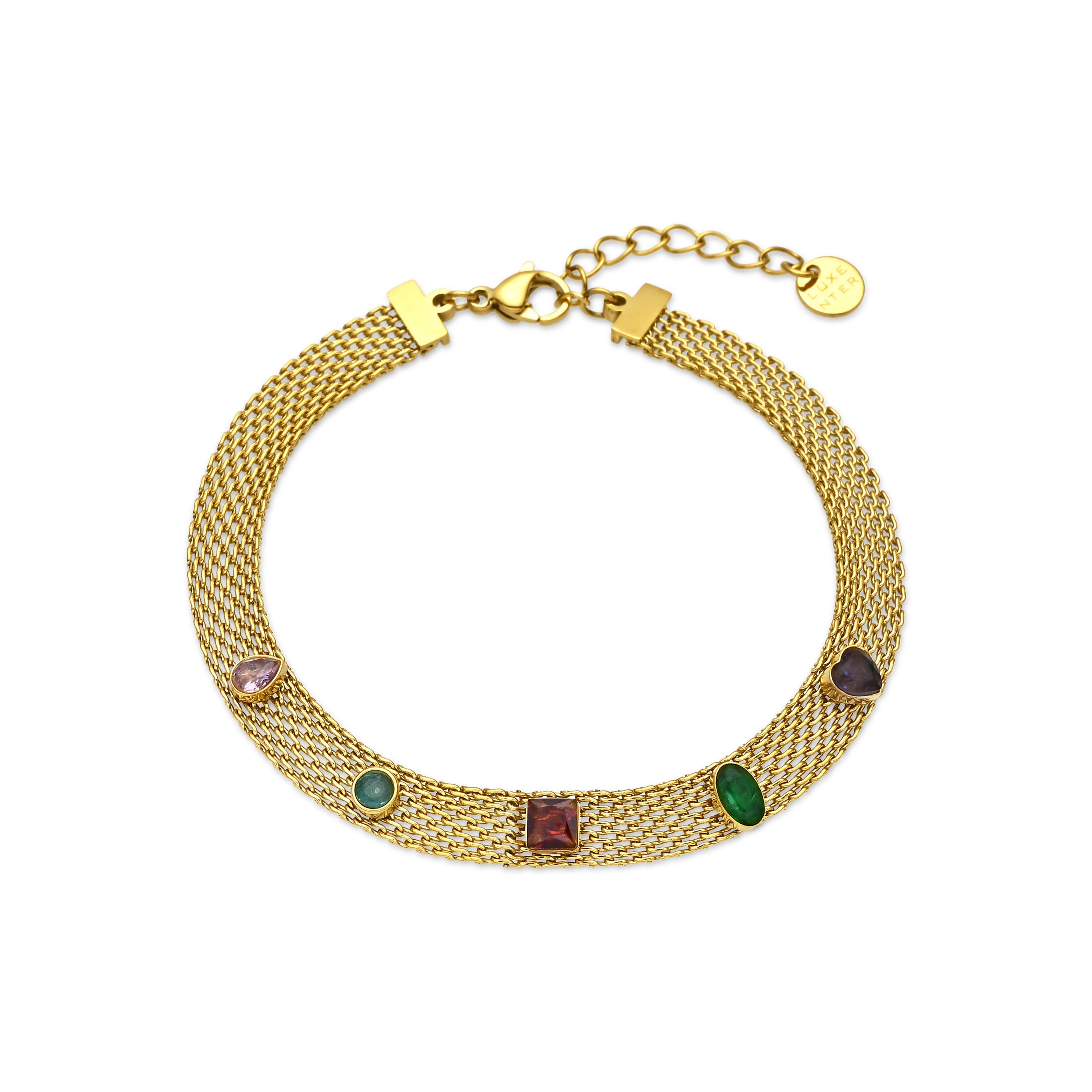 18k Yellow Gold Plated Multicolor Cubic Zirconia Bracelet - Vaine