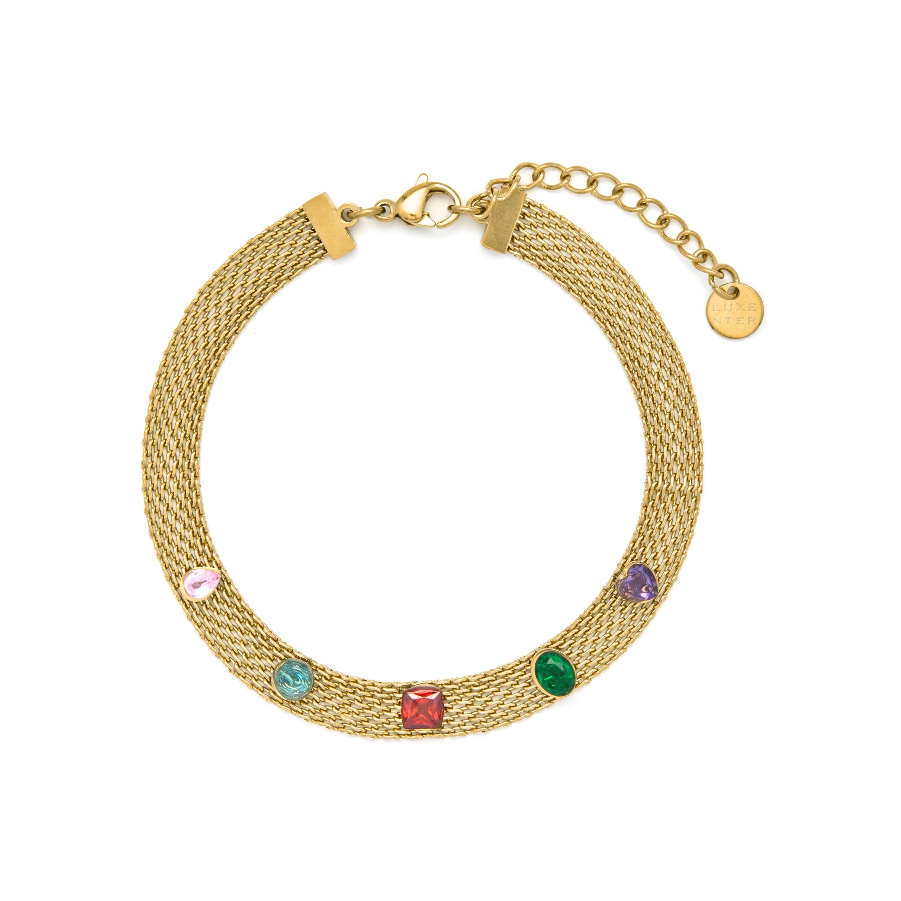18k Yellow Gold Plated Multicolor Cubic Zirconia Bracelet - Vaine