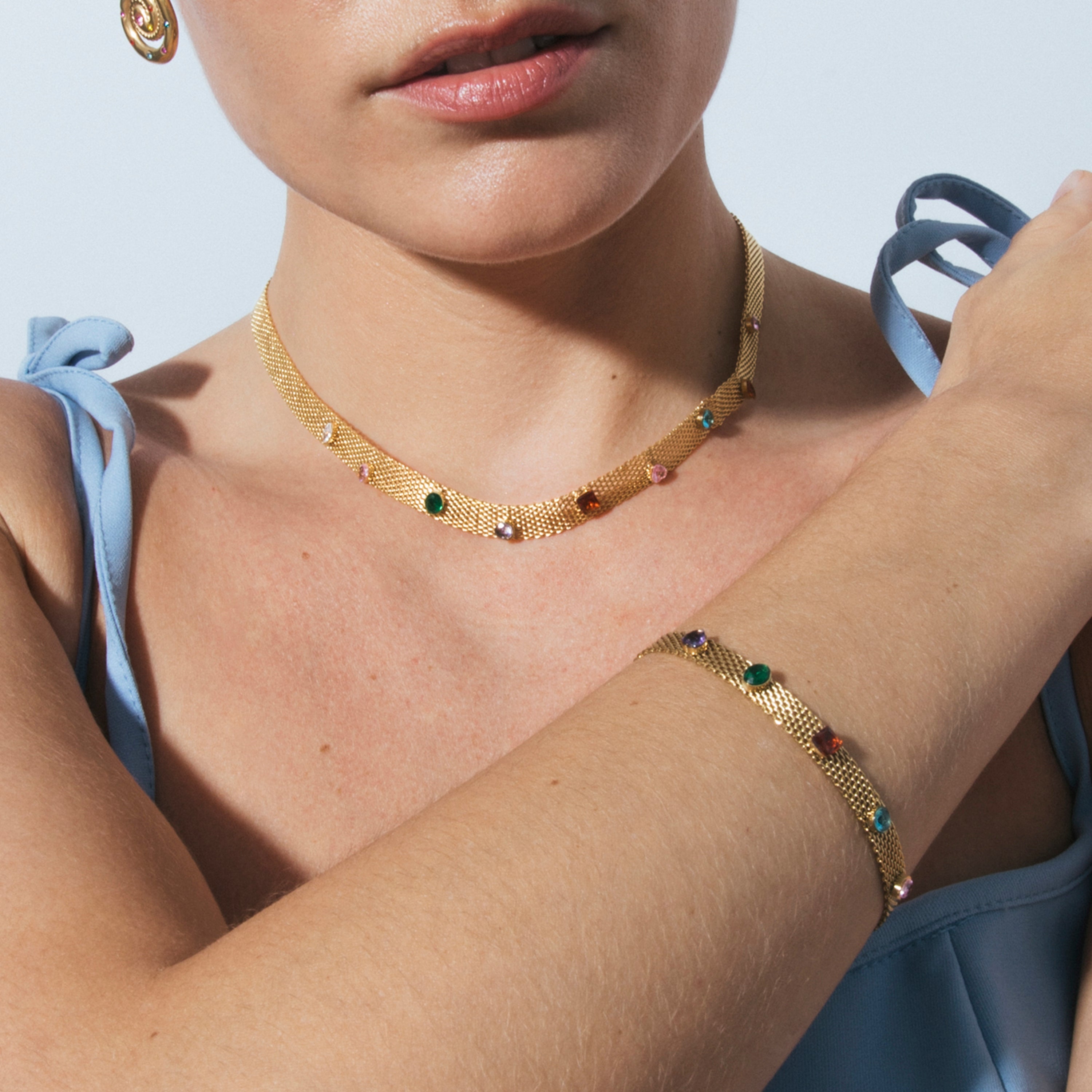 18k Yellow Gold Plated Multicolor Cubic Zirconia Bracelet - Vaine