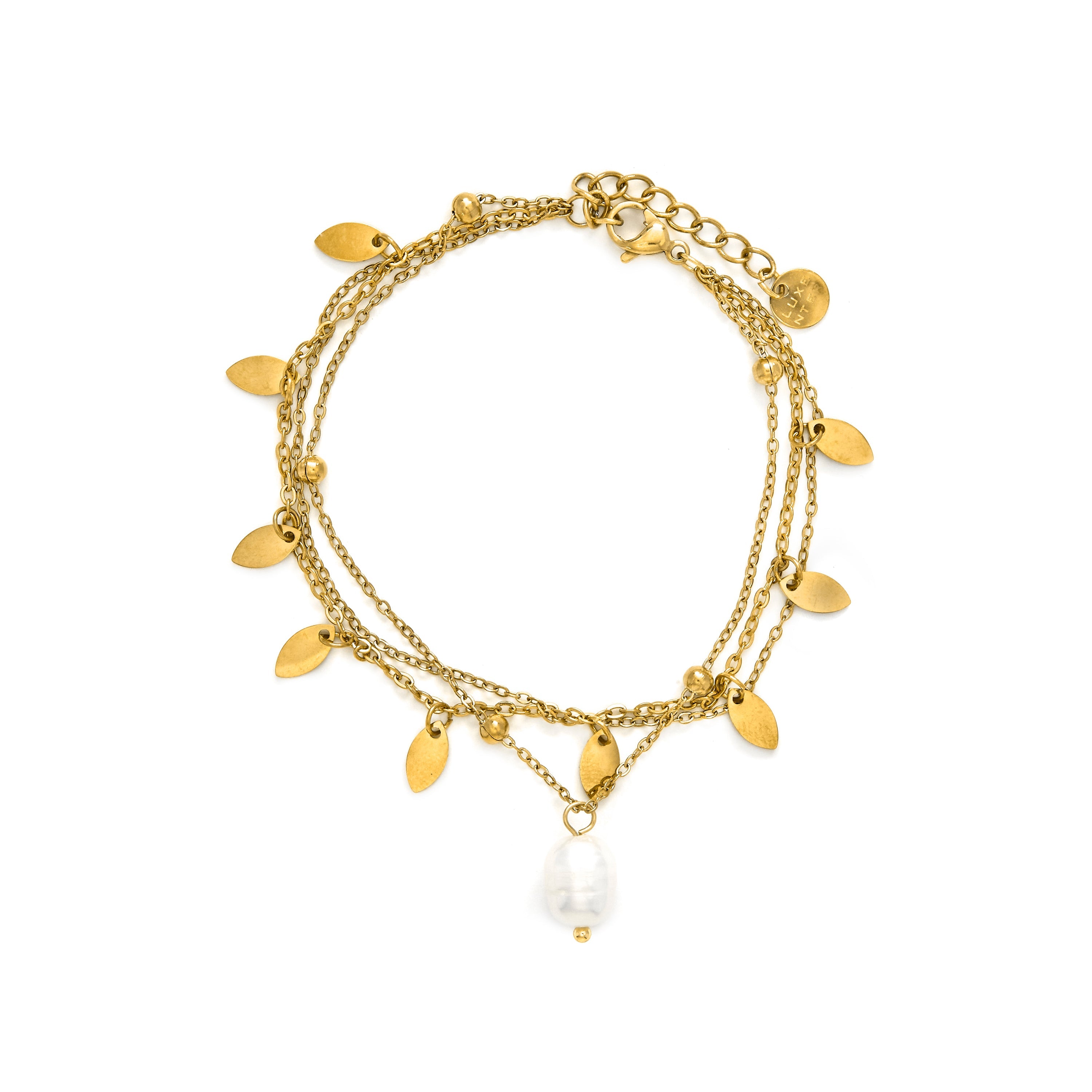 White Pearl Bracelet finished in 18k Yellow Gold - Kixo
