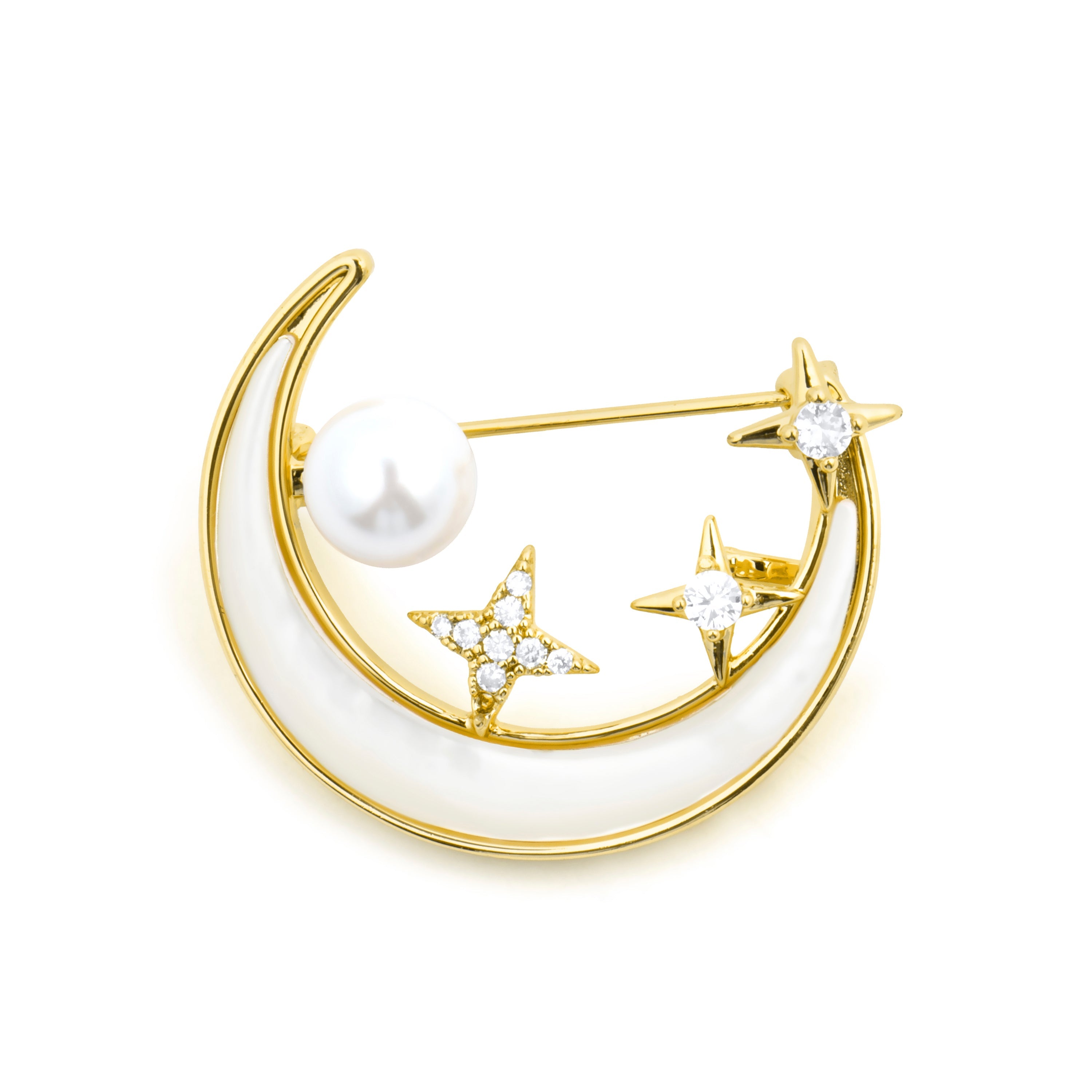 Mother-of-pearl brooch with 18k yellow gold plating - Kume
