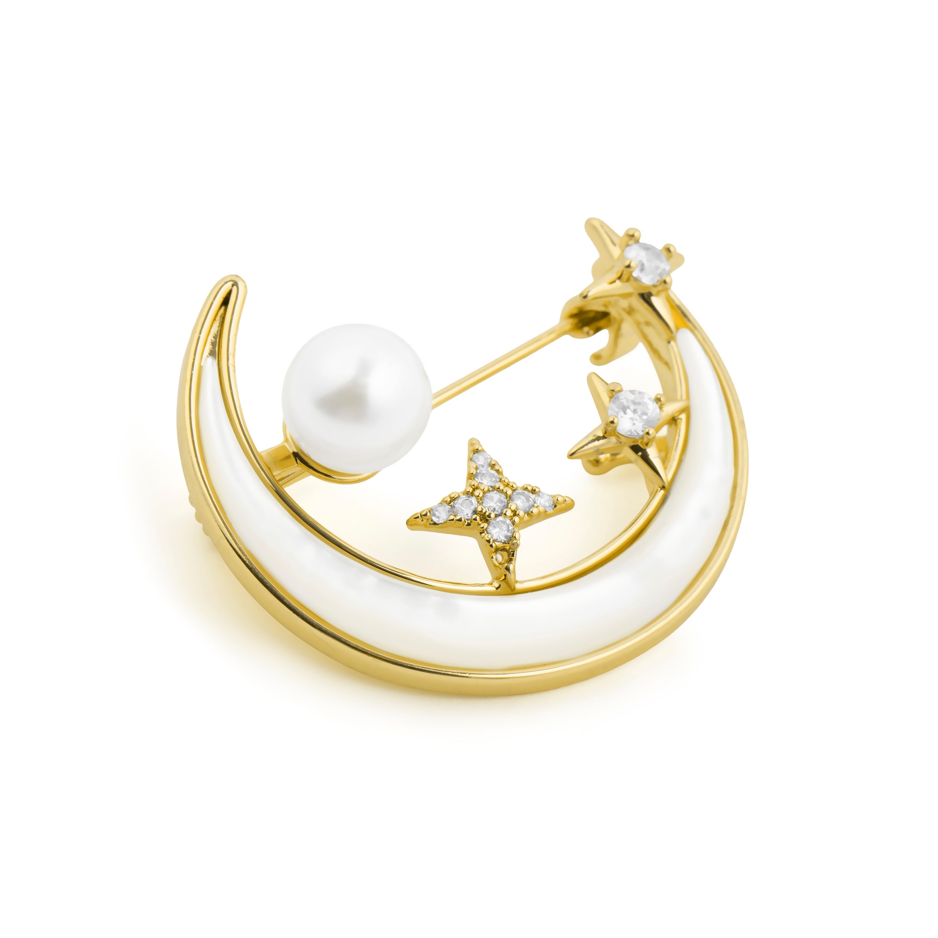Mother-of-pearl brooch with 18k yellow gold plating - Kume