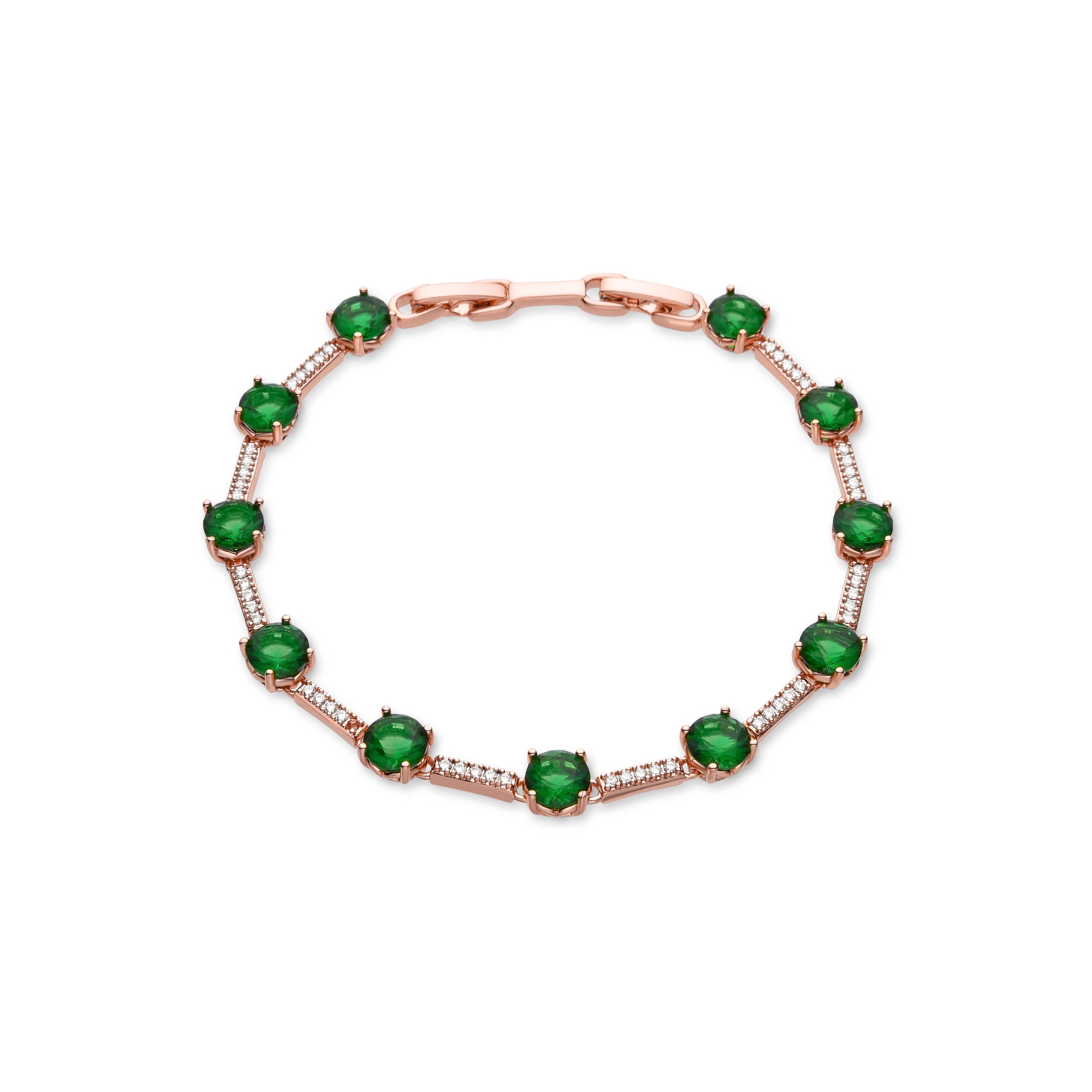 Emerald Zirconia Bracelet finished in 18K yellow gold - Syham