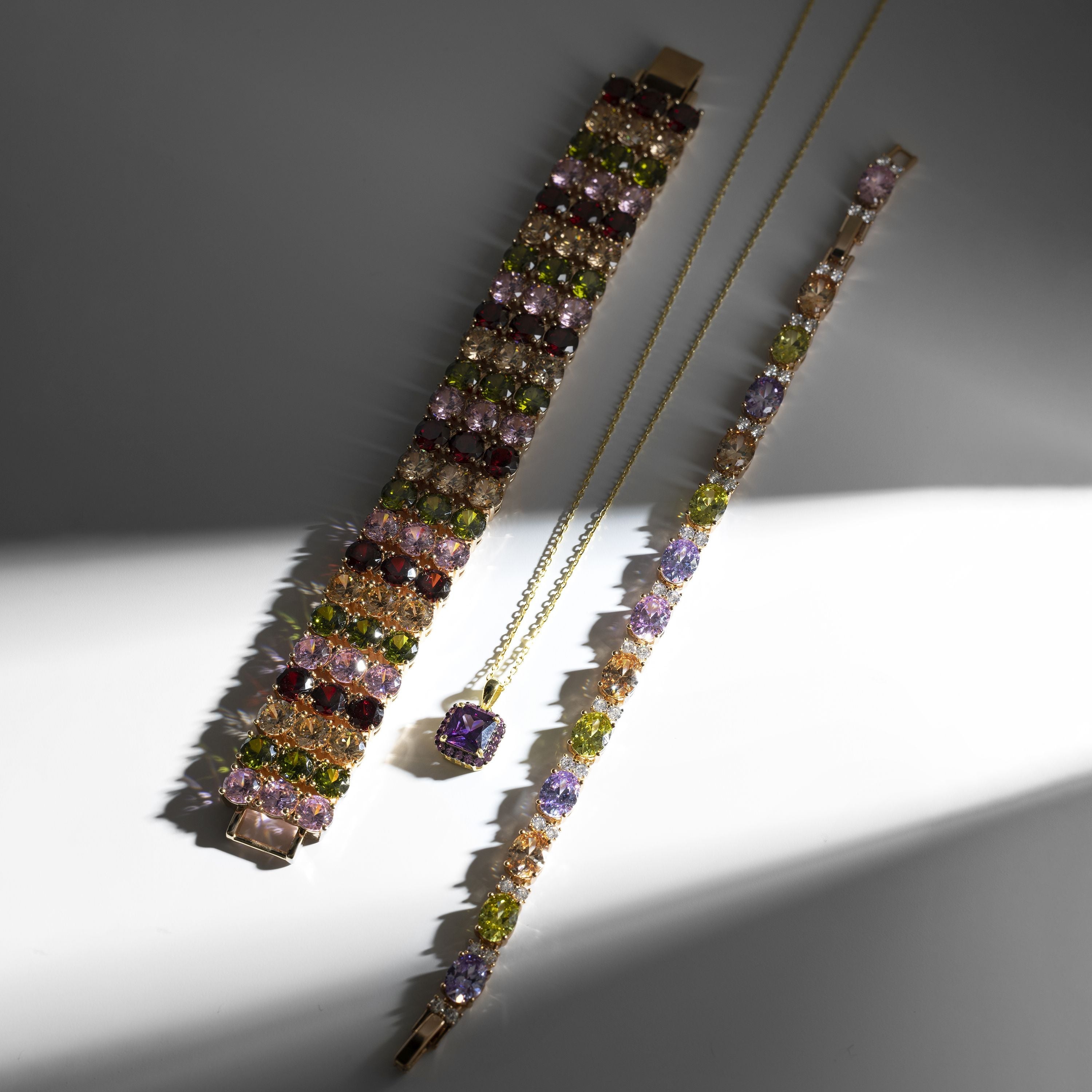 Multicolor Zirconia Bracelet finished in 18K yellow gold - Zenard
