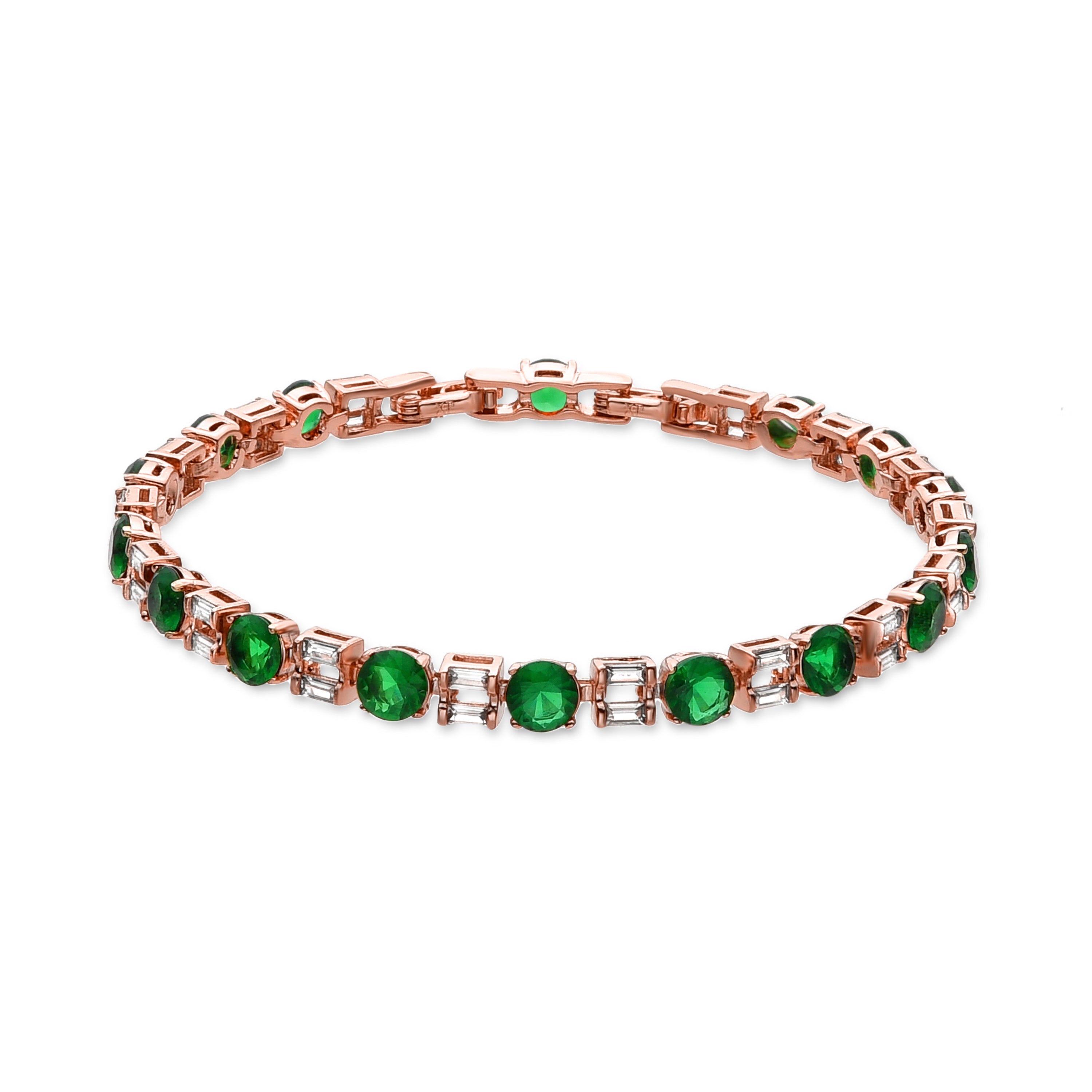 Bracelet with Emerald Zirconia finished in 18K yellow gold - Miwyn