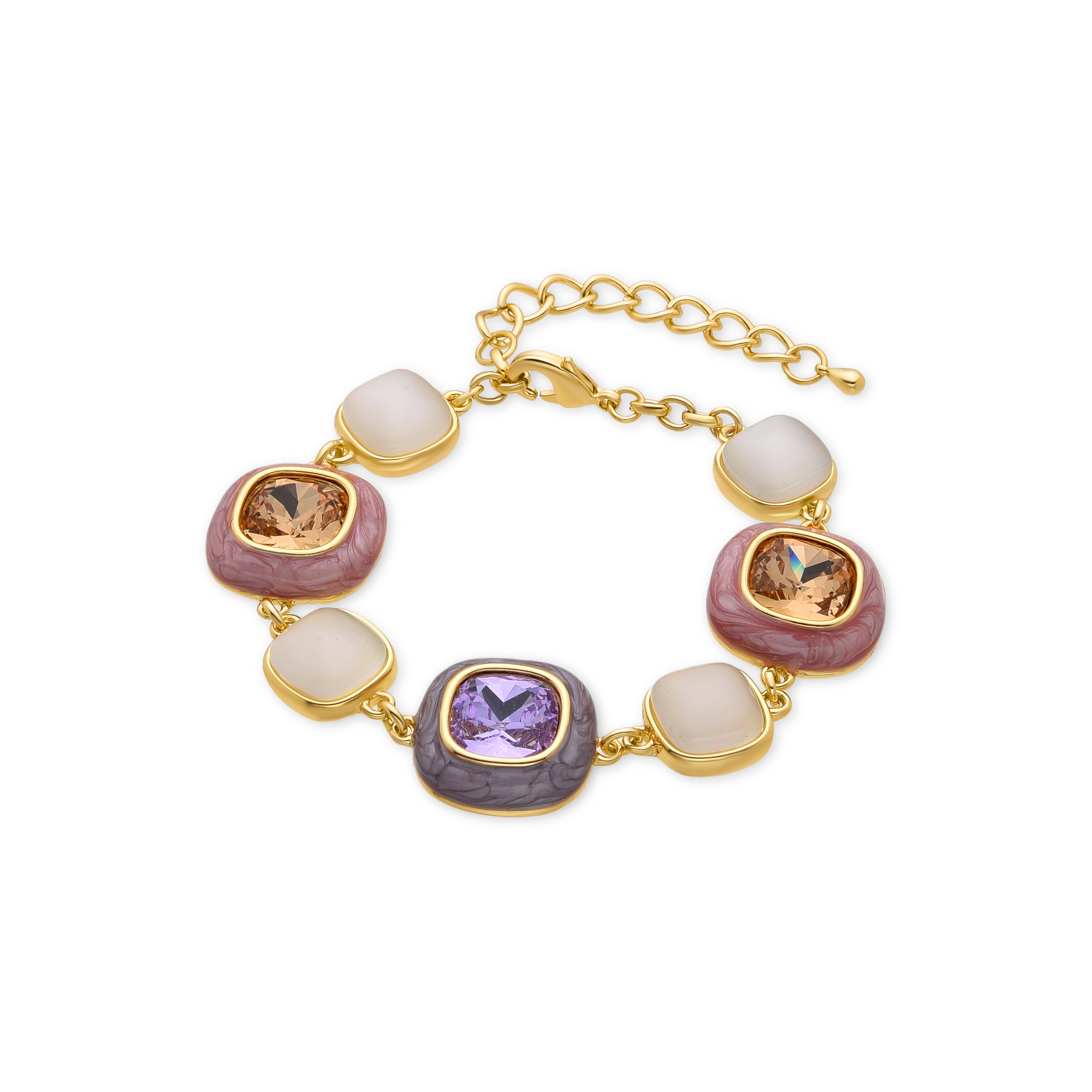 Multicolor Zirconia Bracelet finished in 18K yellow gold - Drogolo