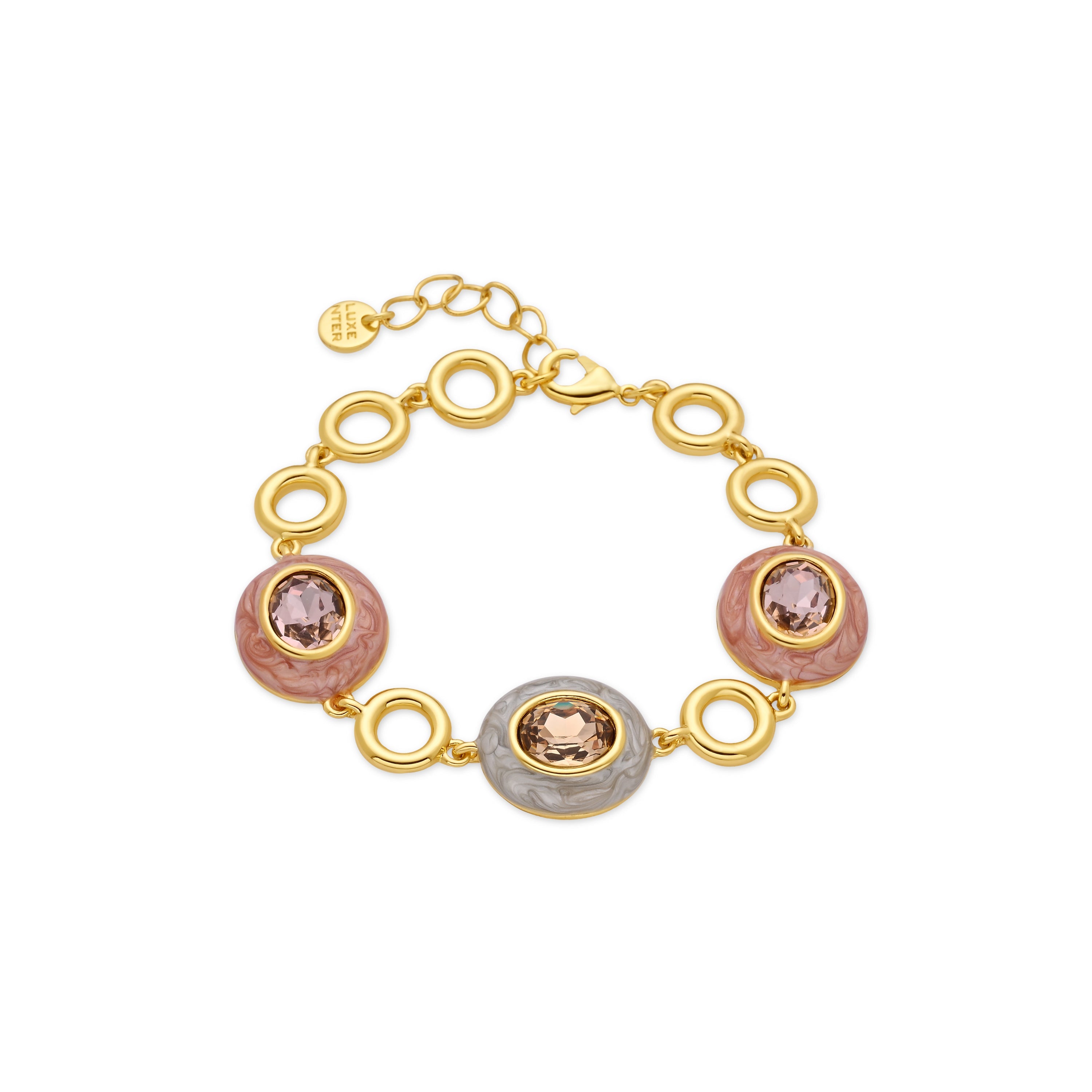 18k Yellow Gold Finish Brown Crystal Bracelet - Amarke