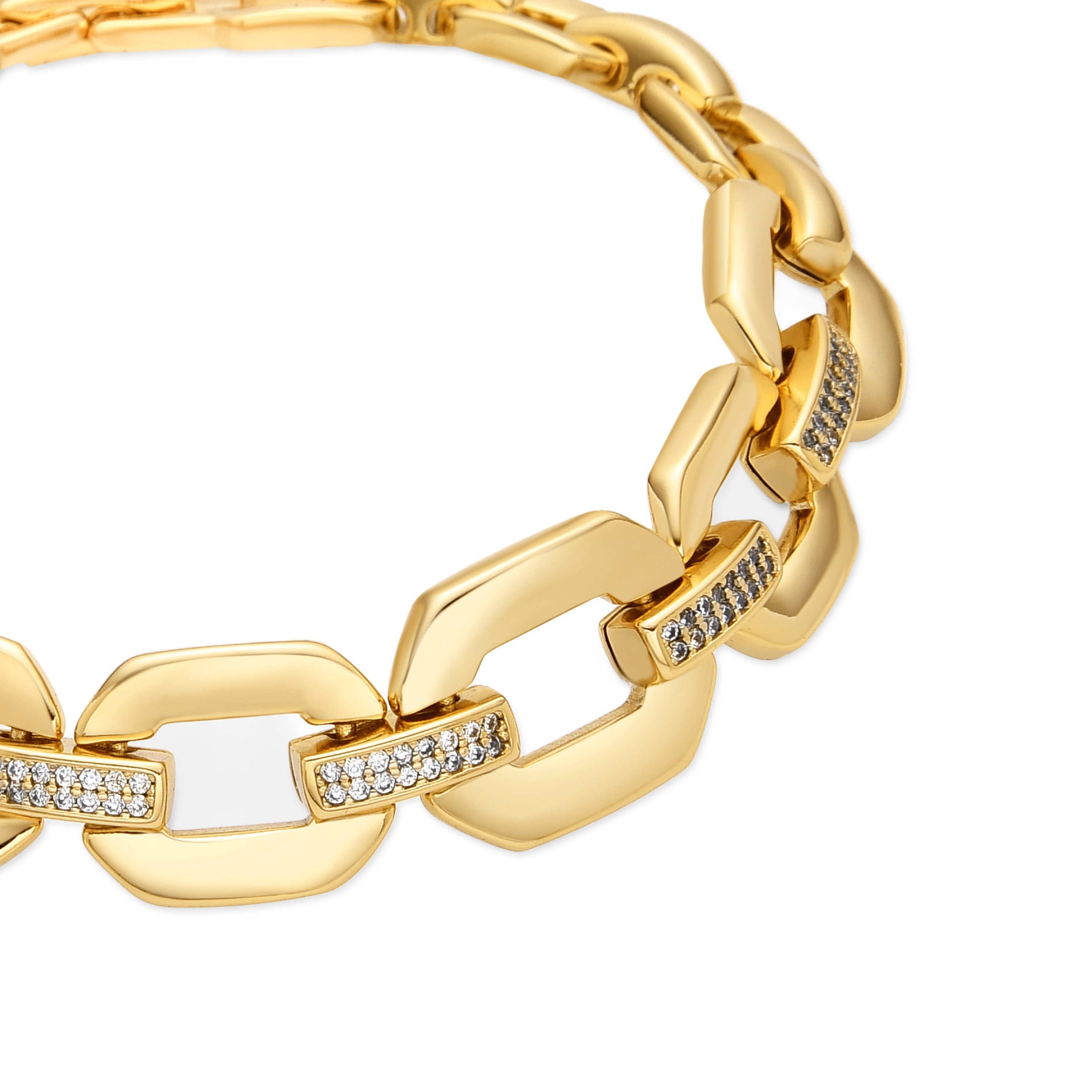 Bracelet with brilliant zirconia, 18k gold finish - Wigne