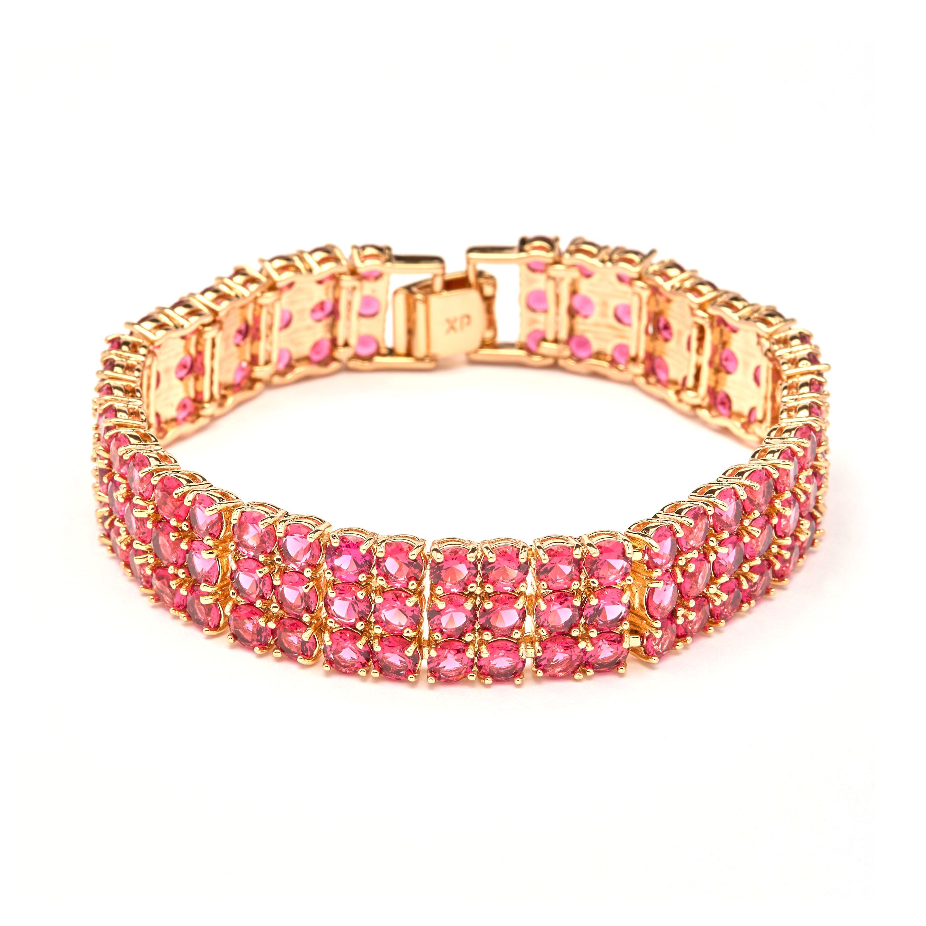Ruby Zircon Bracelet with 18k Yellow Gold Finish - Uriom