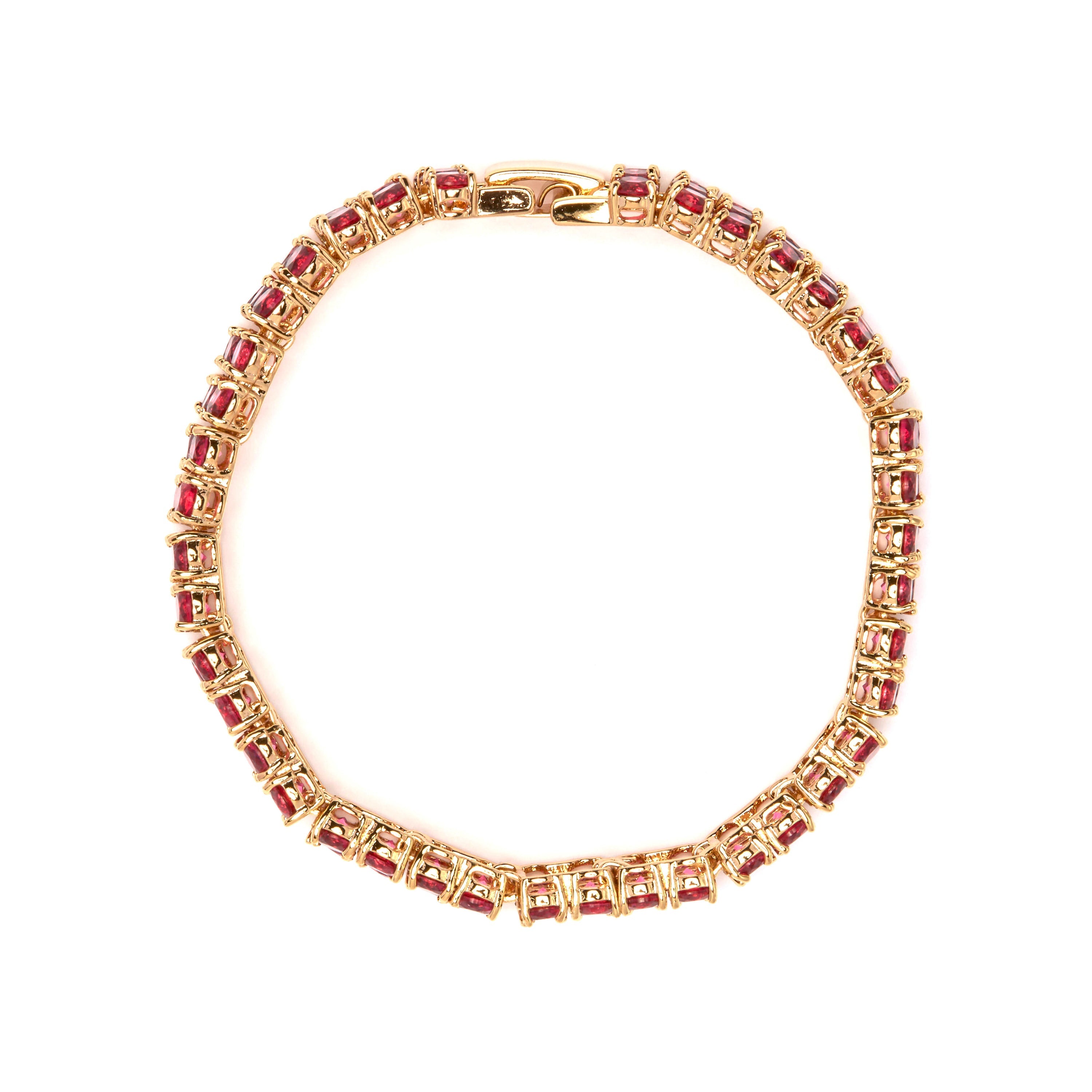 Ruby Zircon Bracelet with 18k Yellow Gold Finish - Uriom