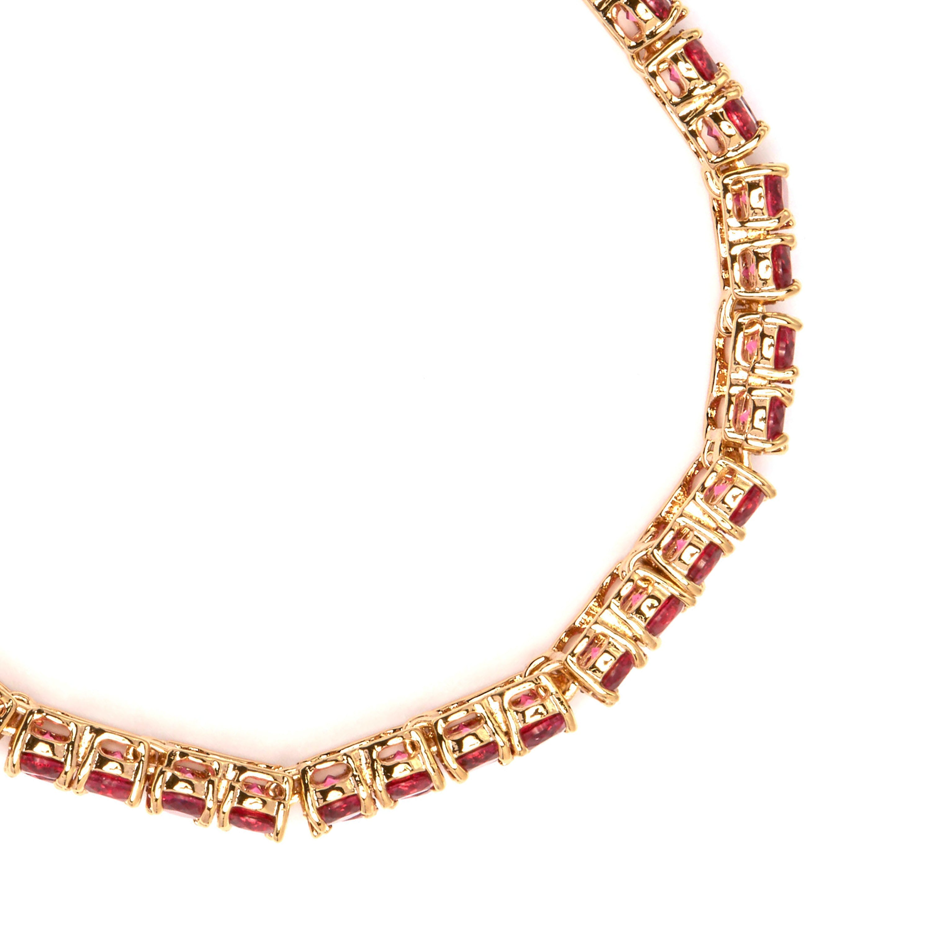 Ruby Zircon Bracelet with 18k Yellow Gold Finish - Uriom