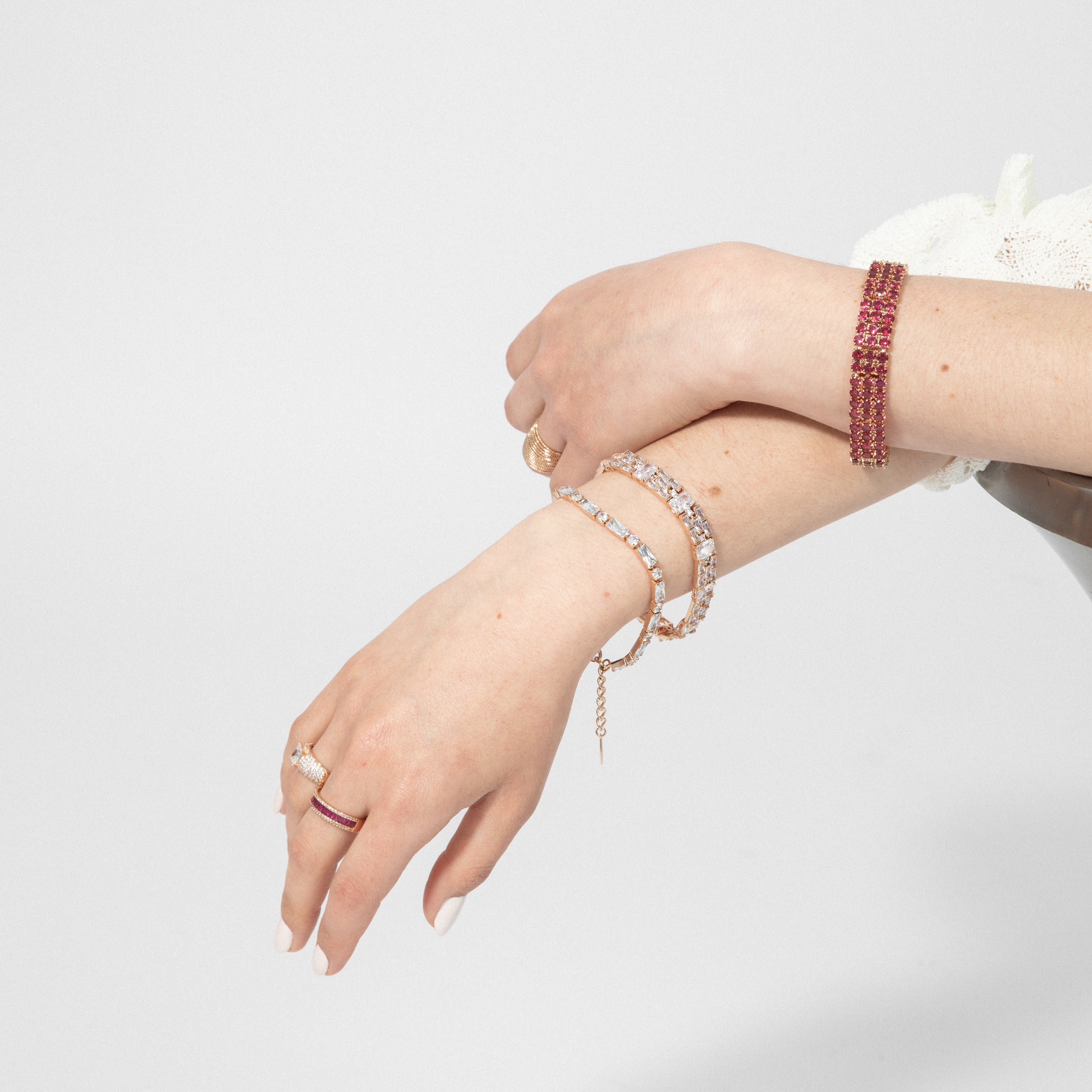 Ruby Zircon Bracelet with 18k Yellow Gold Finish - Uriom