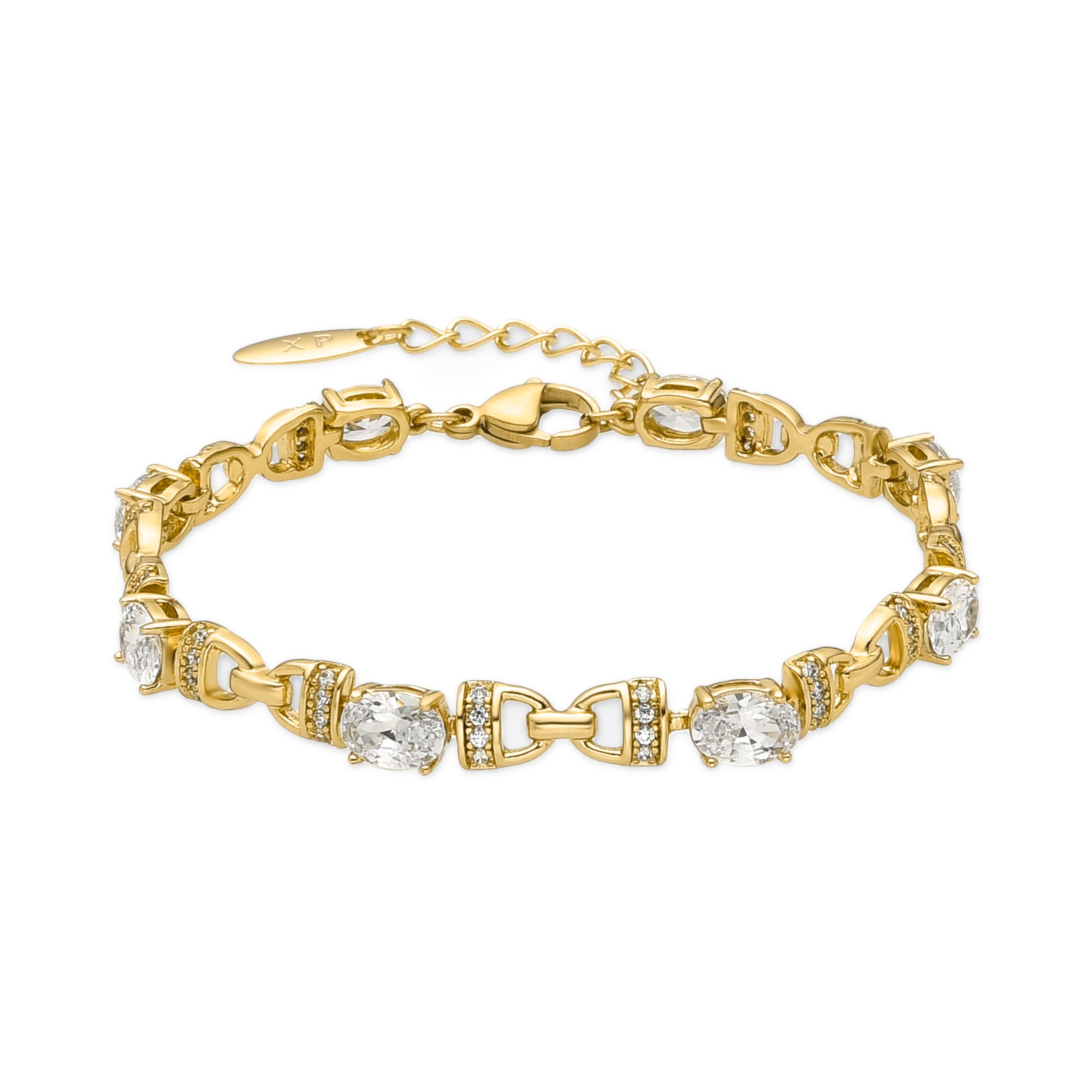Bracelet with brilliant zirconia, 18k gold finish - Naxa