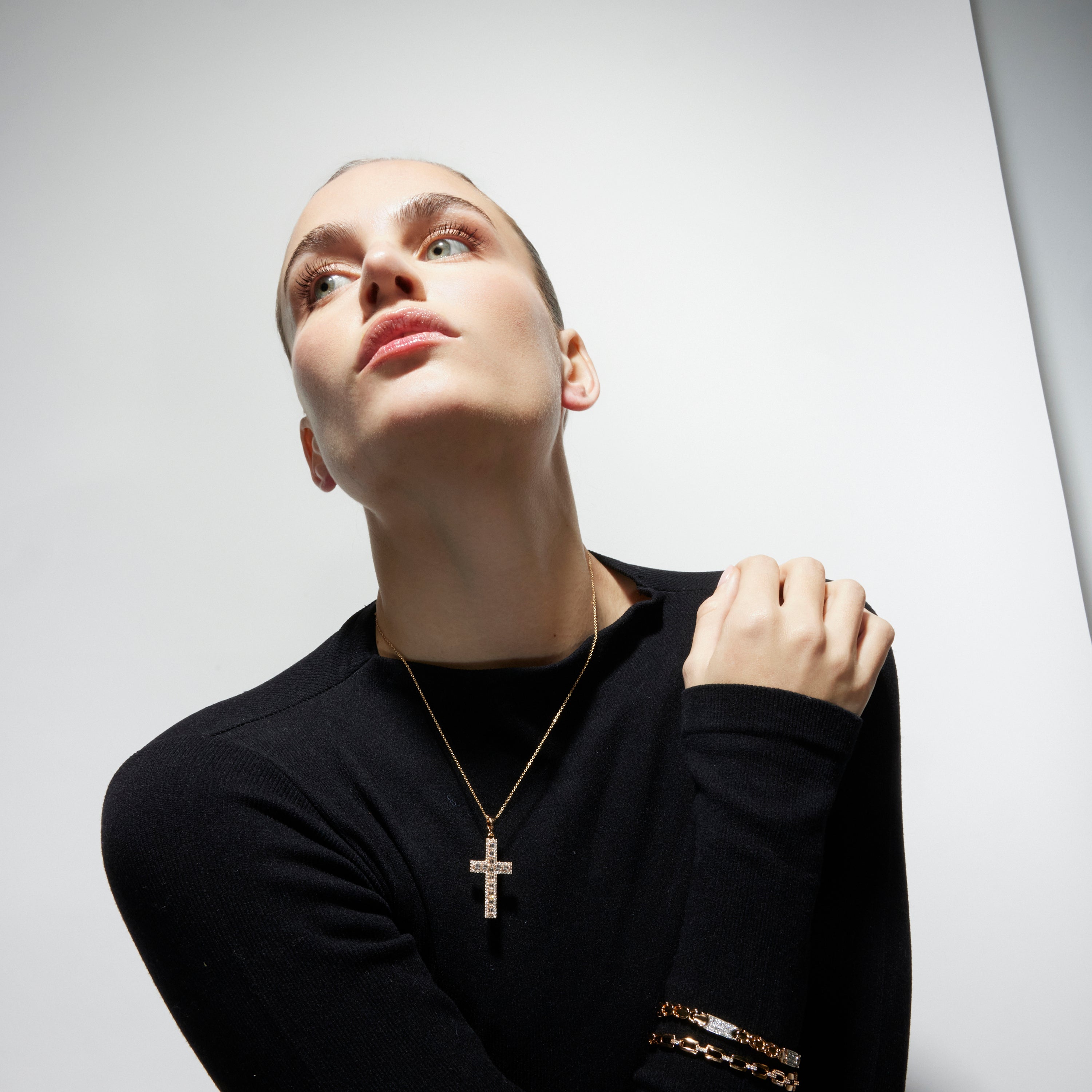 Bracelet with brilliant zirconia, 18k gold finish - Tenik