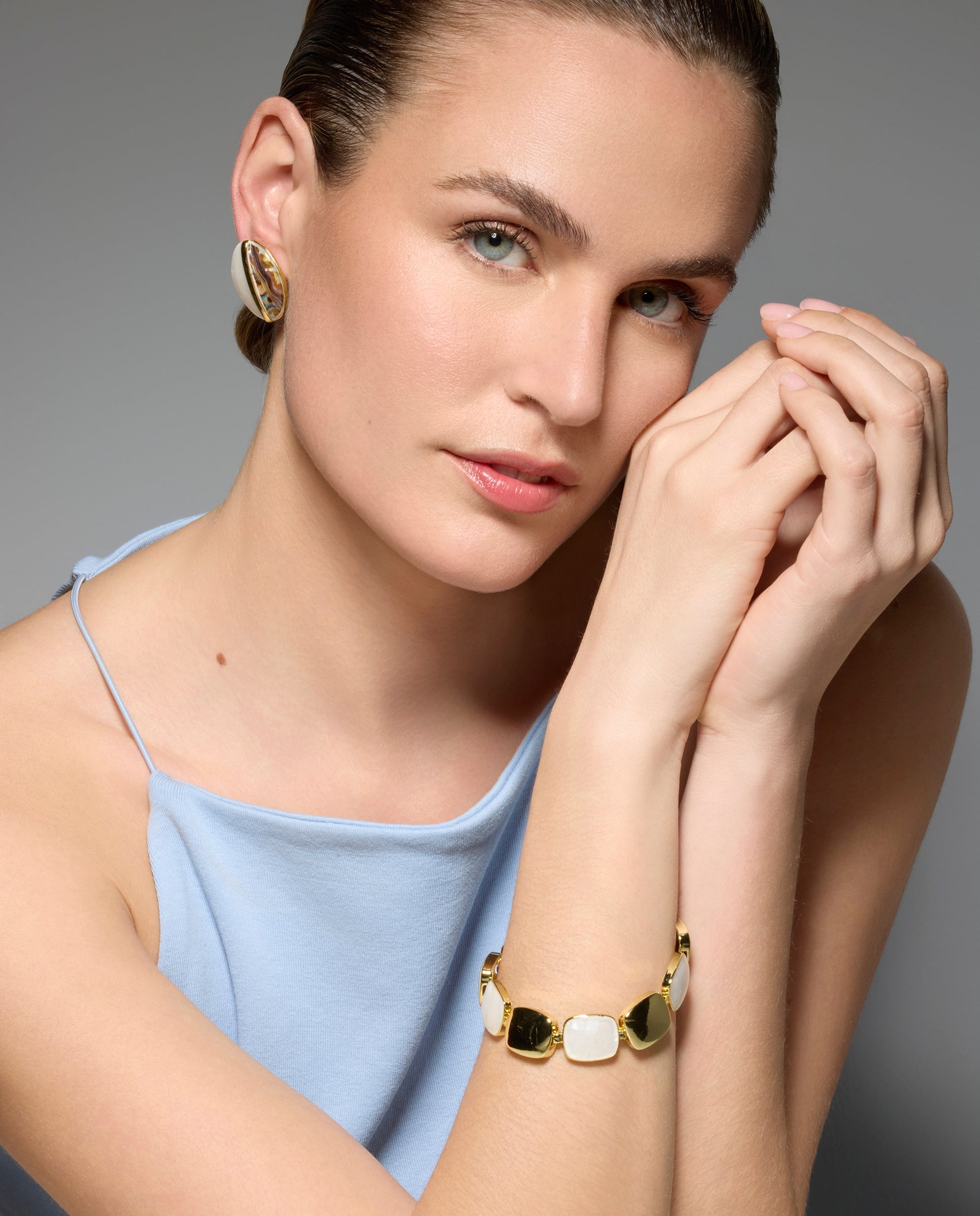 18k yellow gold and white mother-of-pearl finish bracelet - Lingo