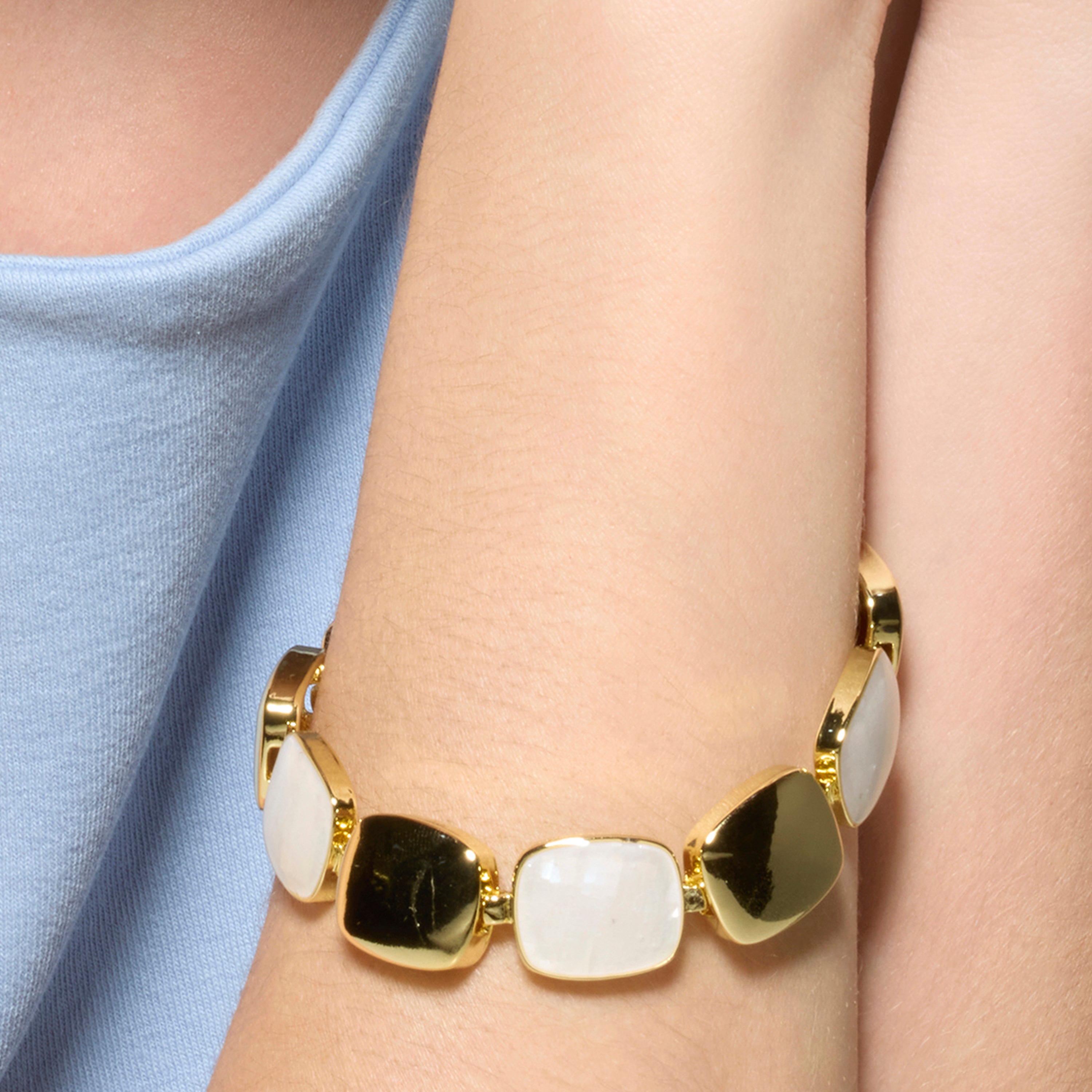 18k yellow gold and white mother-of-pearl finish bracelet - Lingo