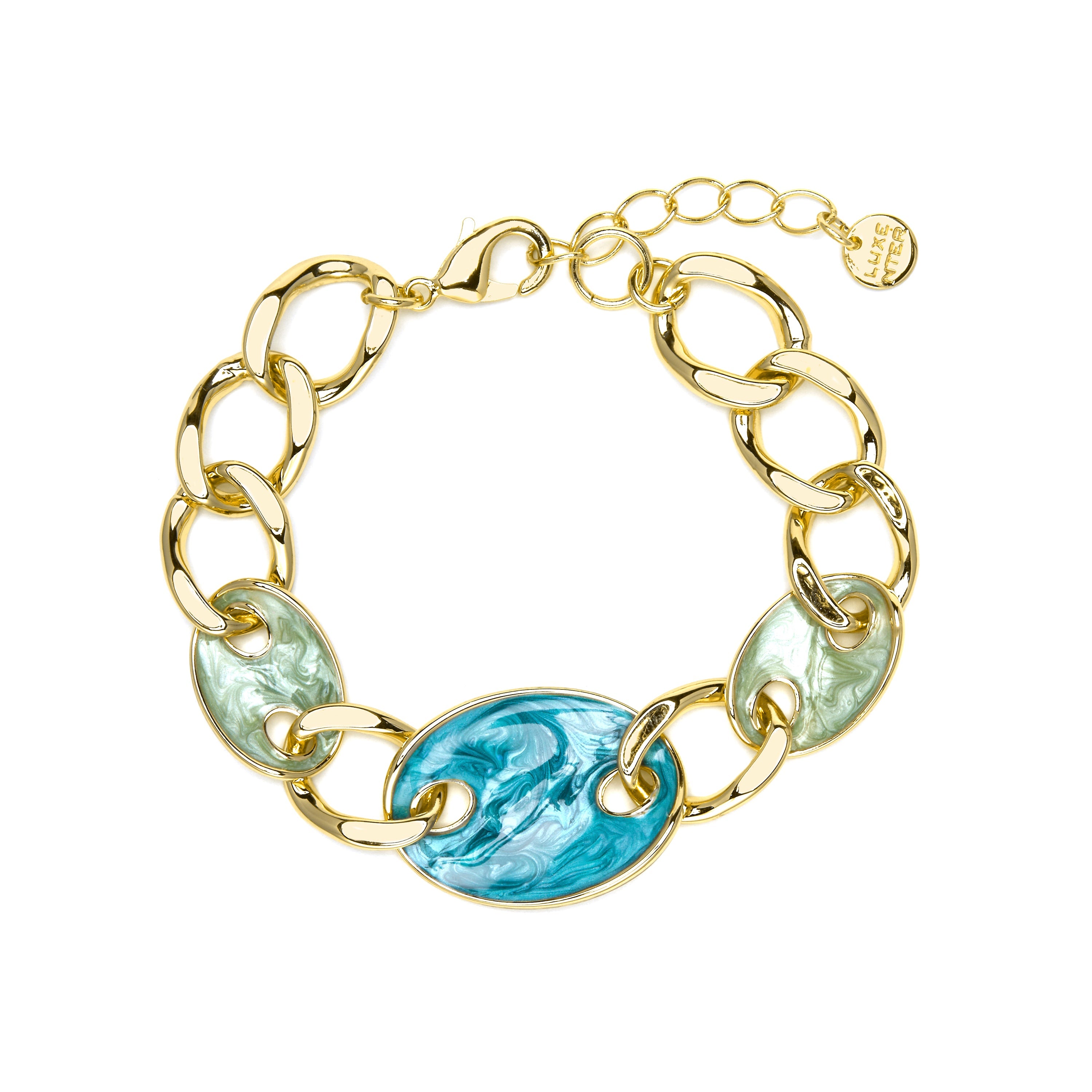 18k yellow gold and blue lacquer finish bracelet - Makan