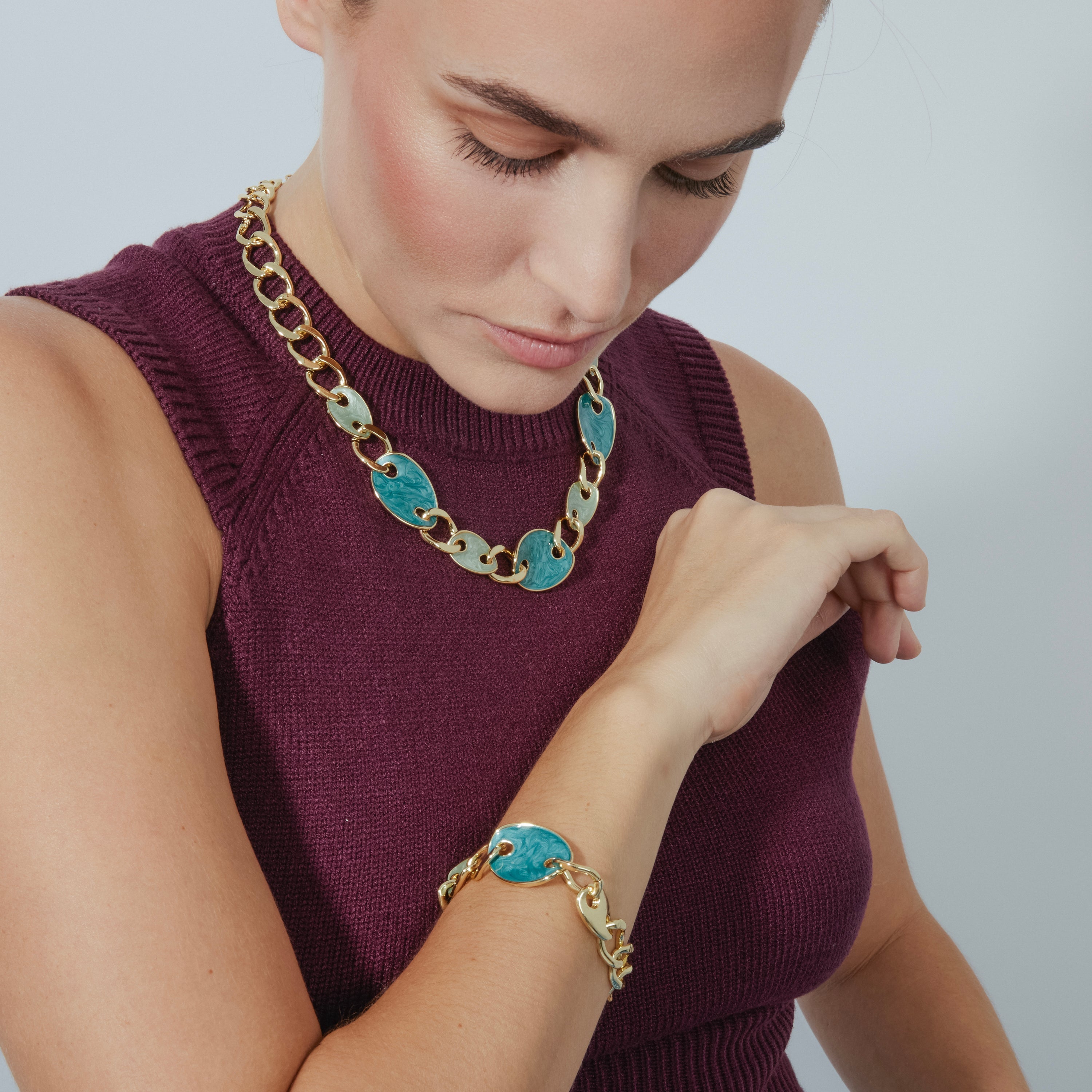18k yellow gold and blue lacquer finish bracelet - Makan