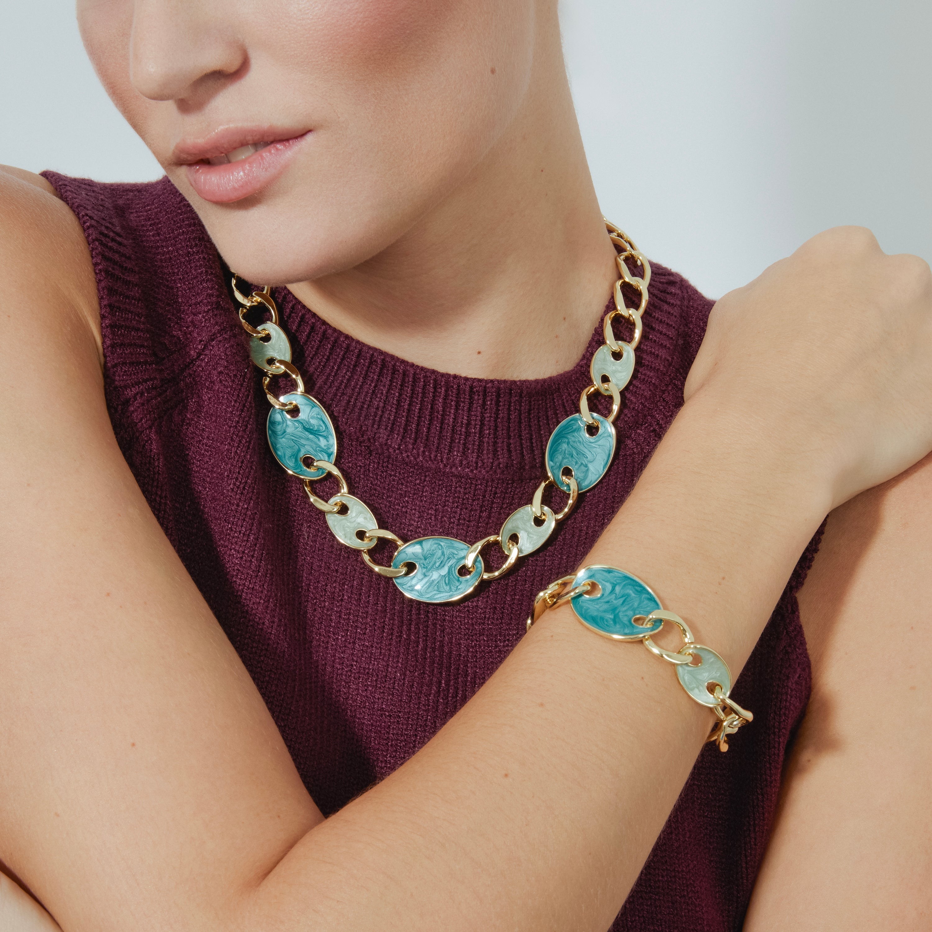 18k yellow gold and blue lacquer finish bracelet - Makan