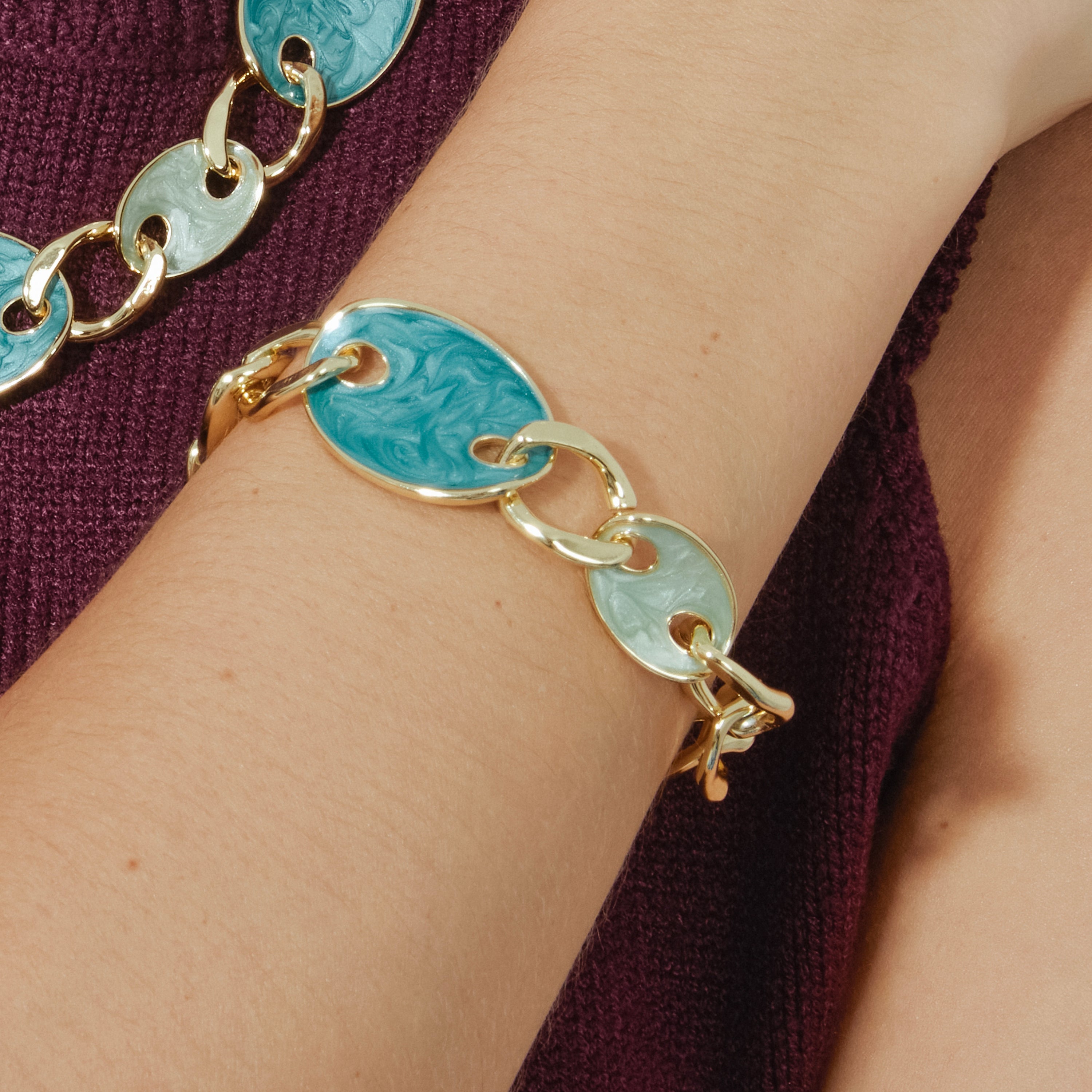 18k yellow gold and blue lacquer finish bracelet - Makan