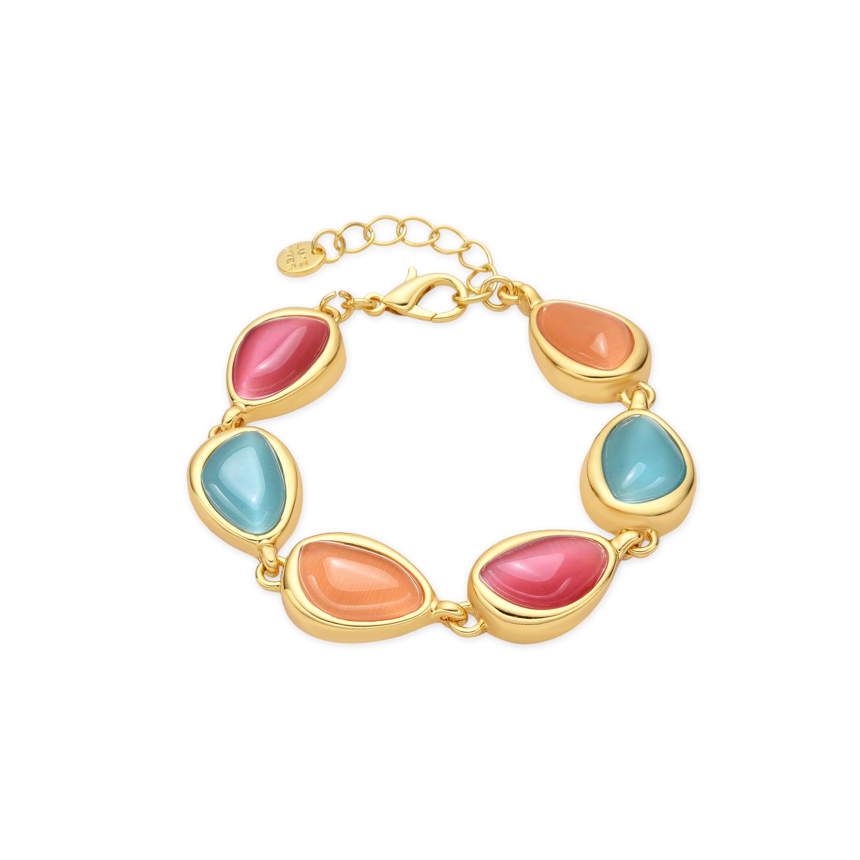 18k yellow gold finish bracelet with multicolor cat's eye - Dulfo