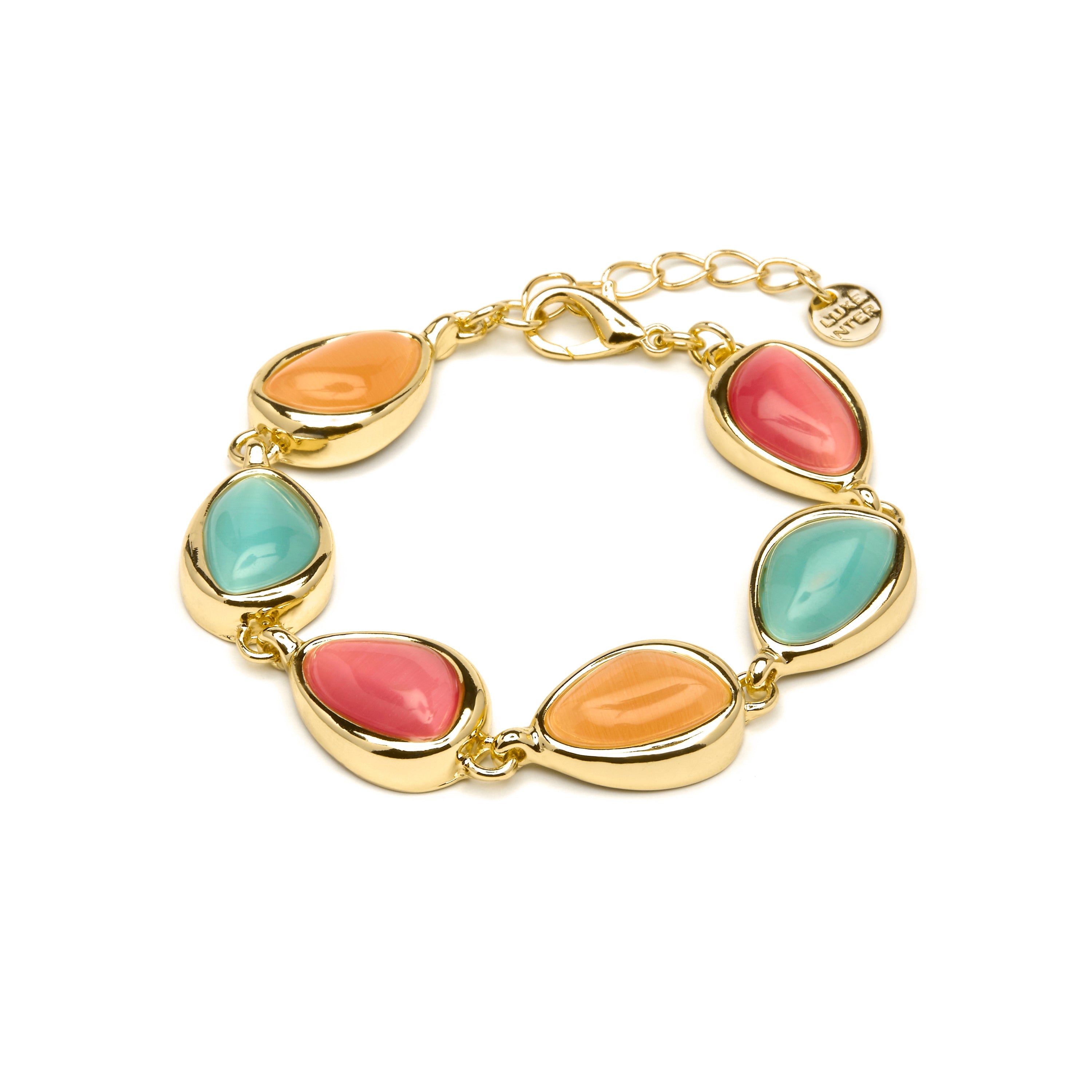 Pulsera acabado oro amarillo de 18k y Ojo de Gato Multicolor - Dulfo