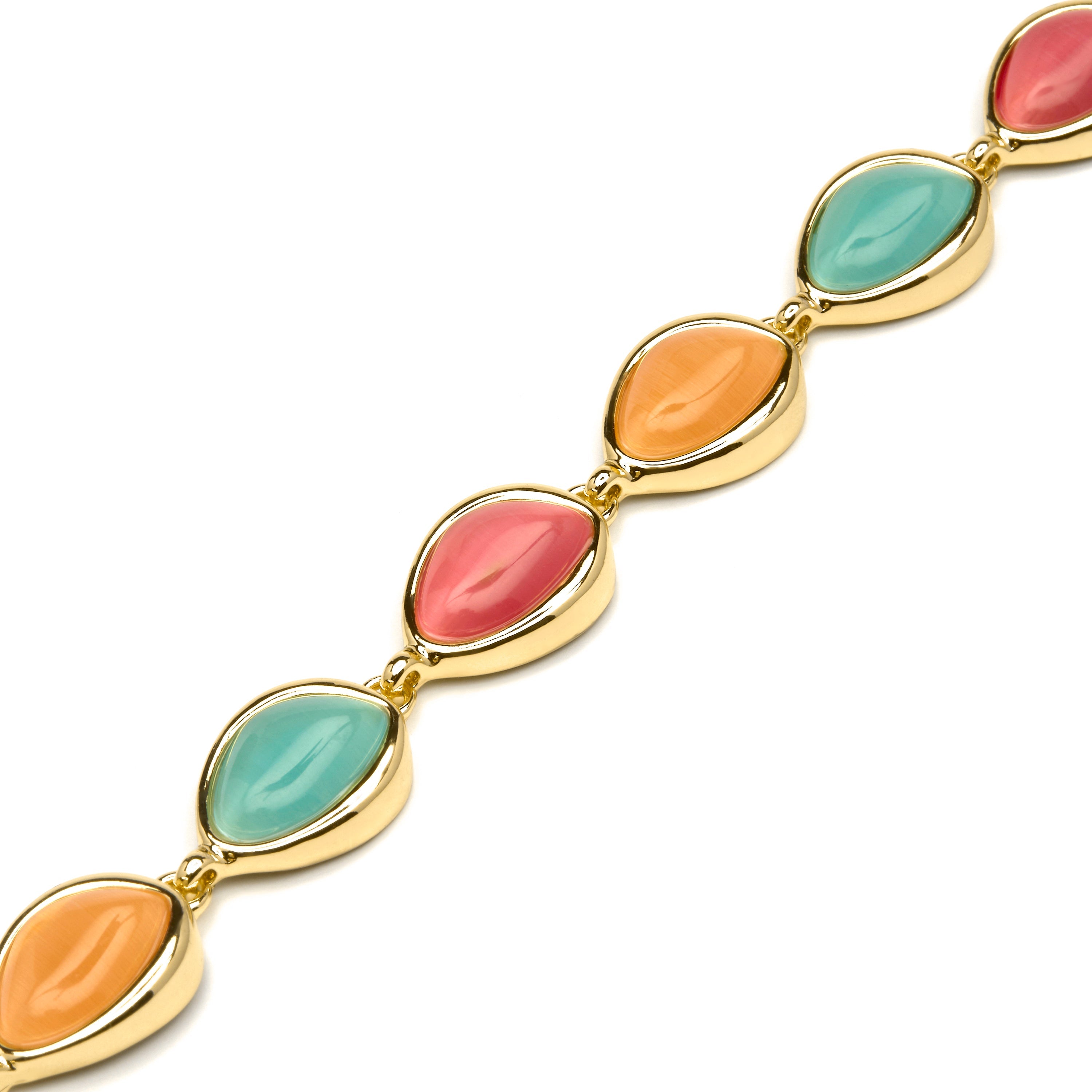 Pulsera acabado oro amarillo de 18k y Ojo de Gato Multicolor - Dulfo