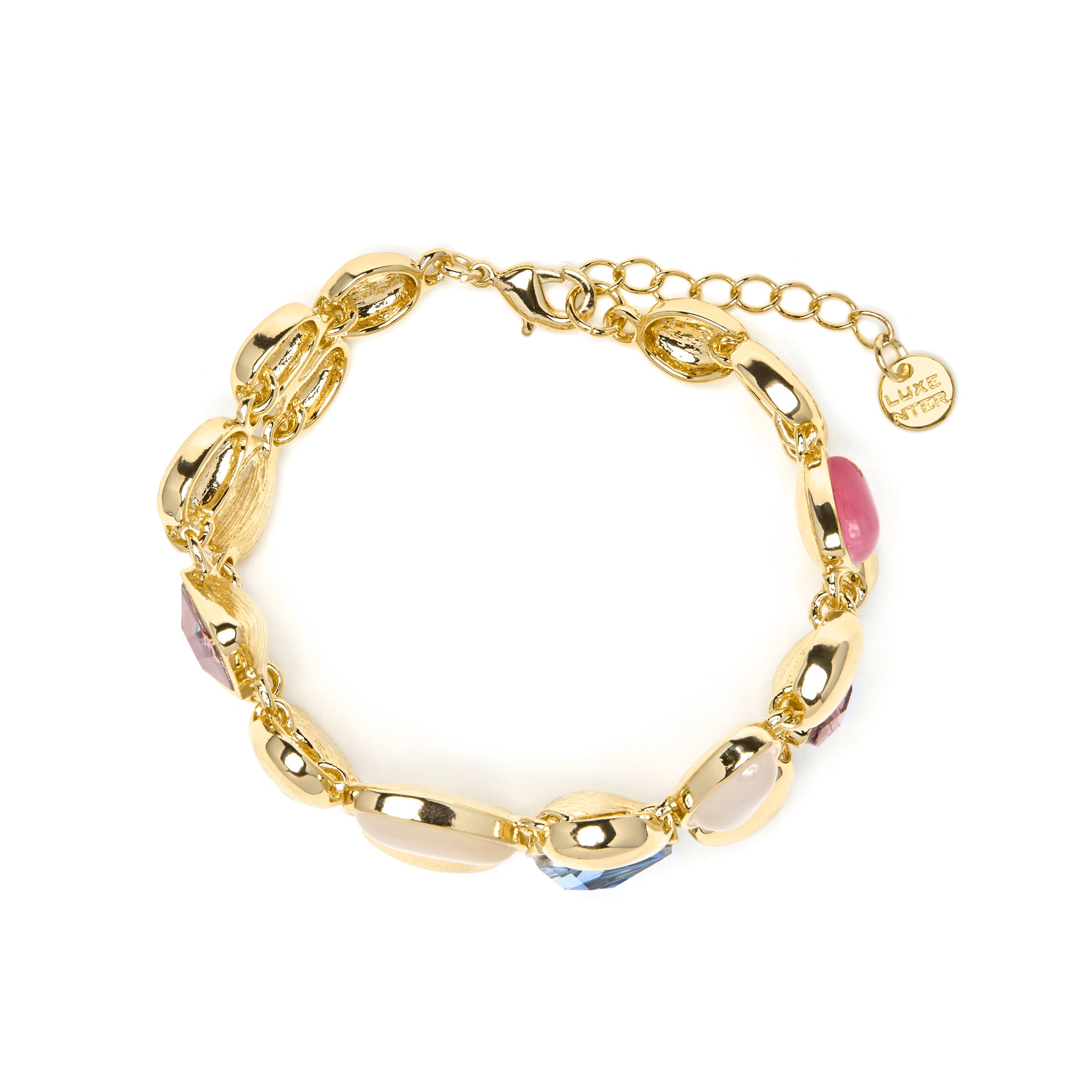18k yellow gold finish bracelet with multicolored crystals - Naxmo