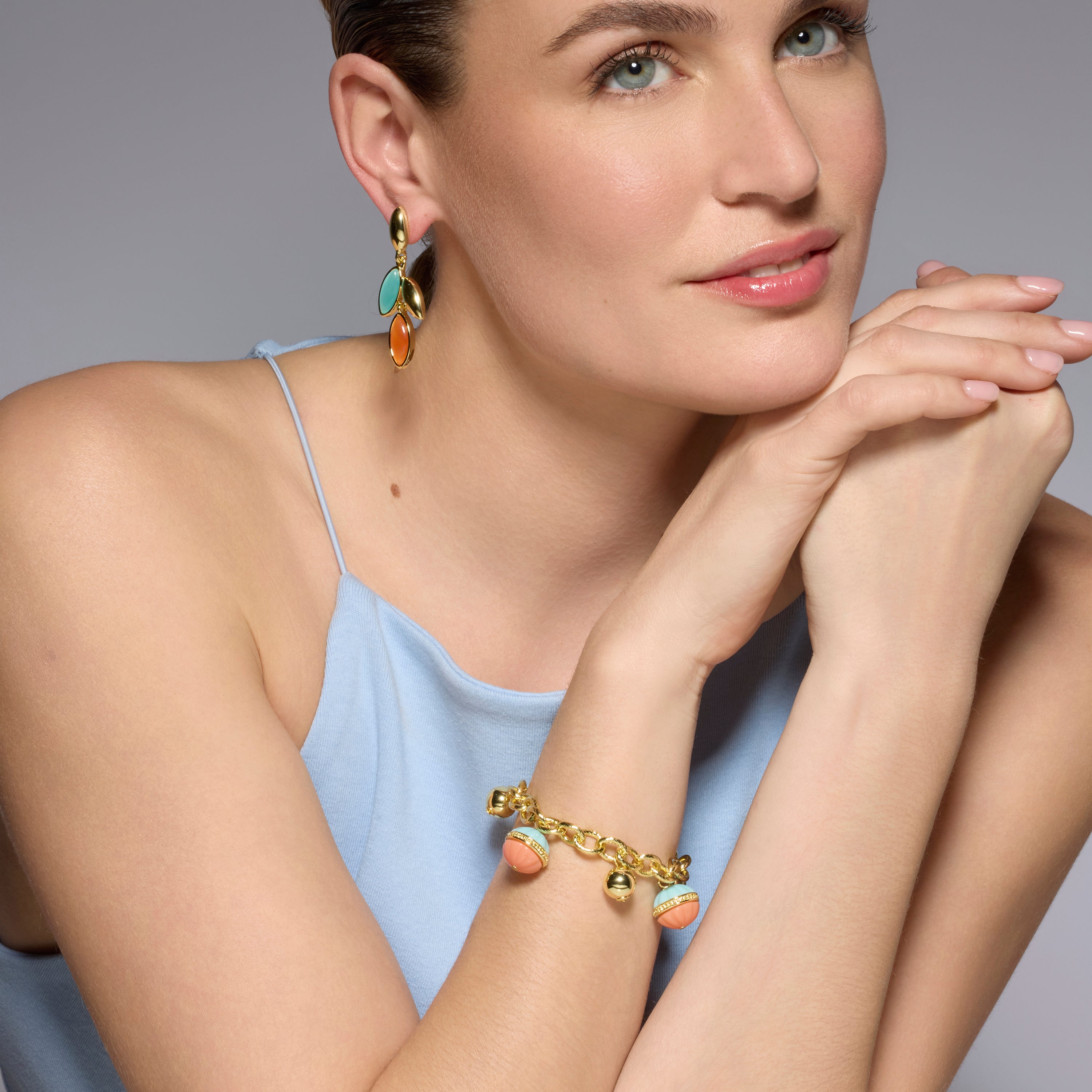 Derko Multicolor Resin Bracelet with 18k yellow gold finish