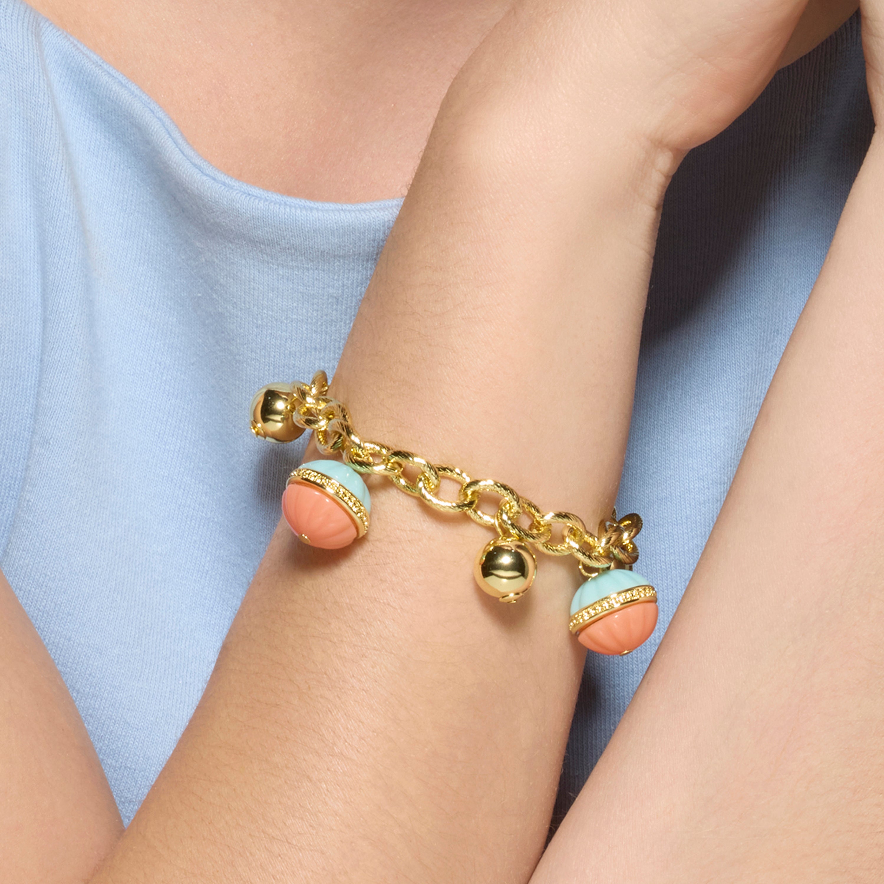 Derko Multicolor Resin Bracelet with 18k yellow gold finish