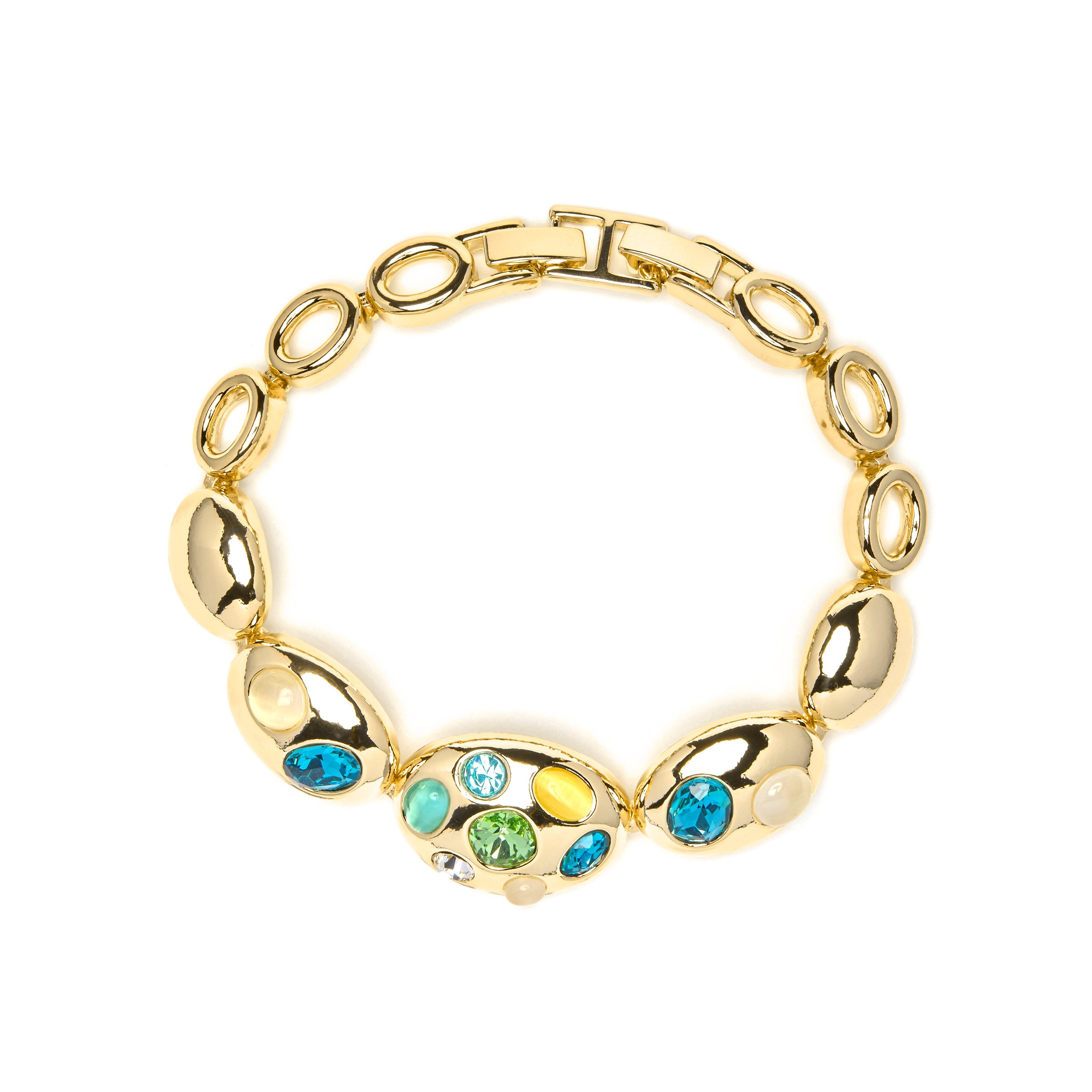 Pulseira com acabamento em ouro amarelo 18k e Cristal Multicolorido - Alik