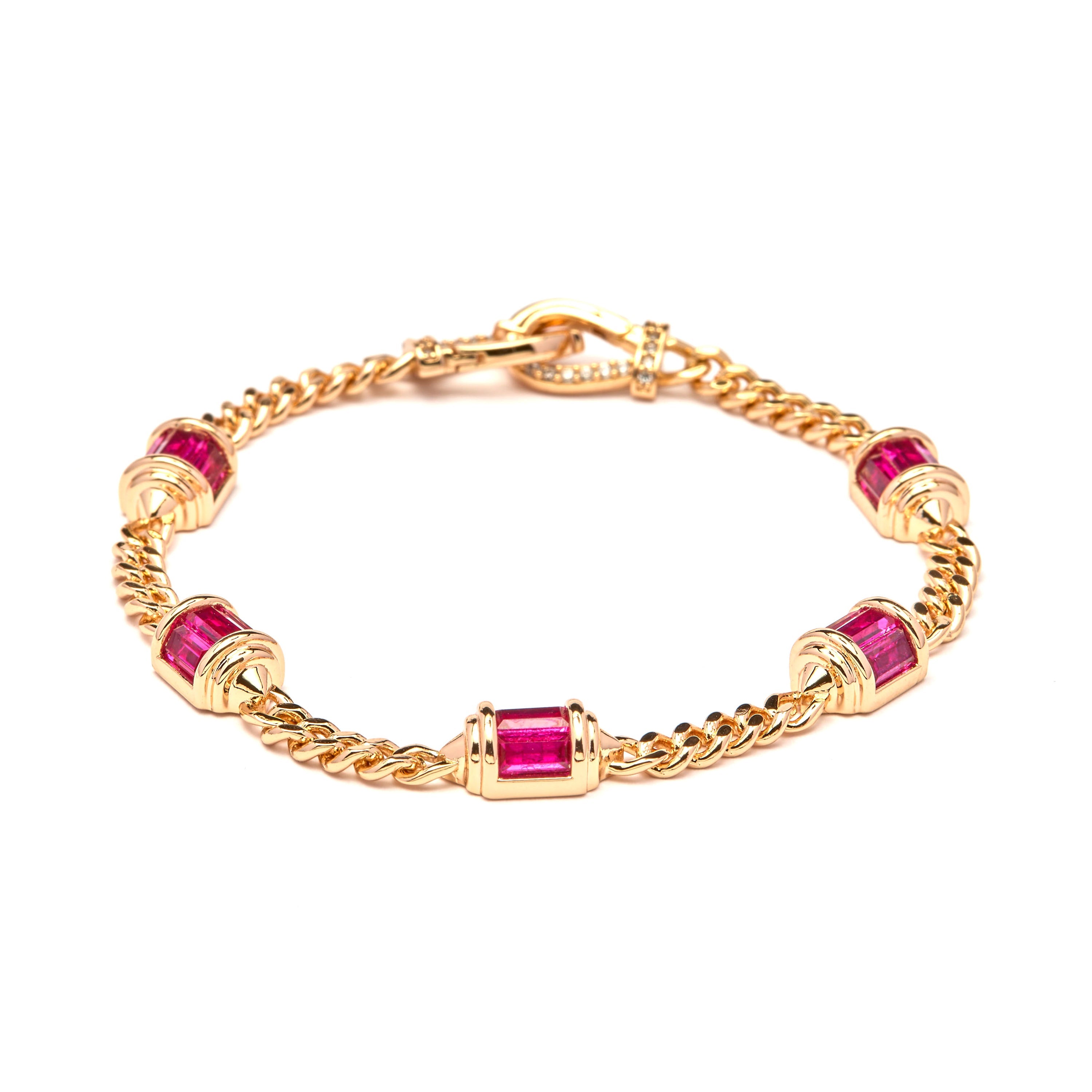 Pulsera de Circonita Rubí acabado en oro amarillo de 18k - Kansha