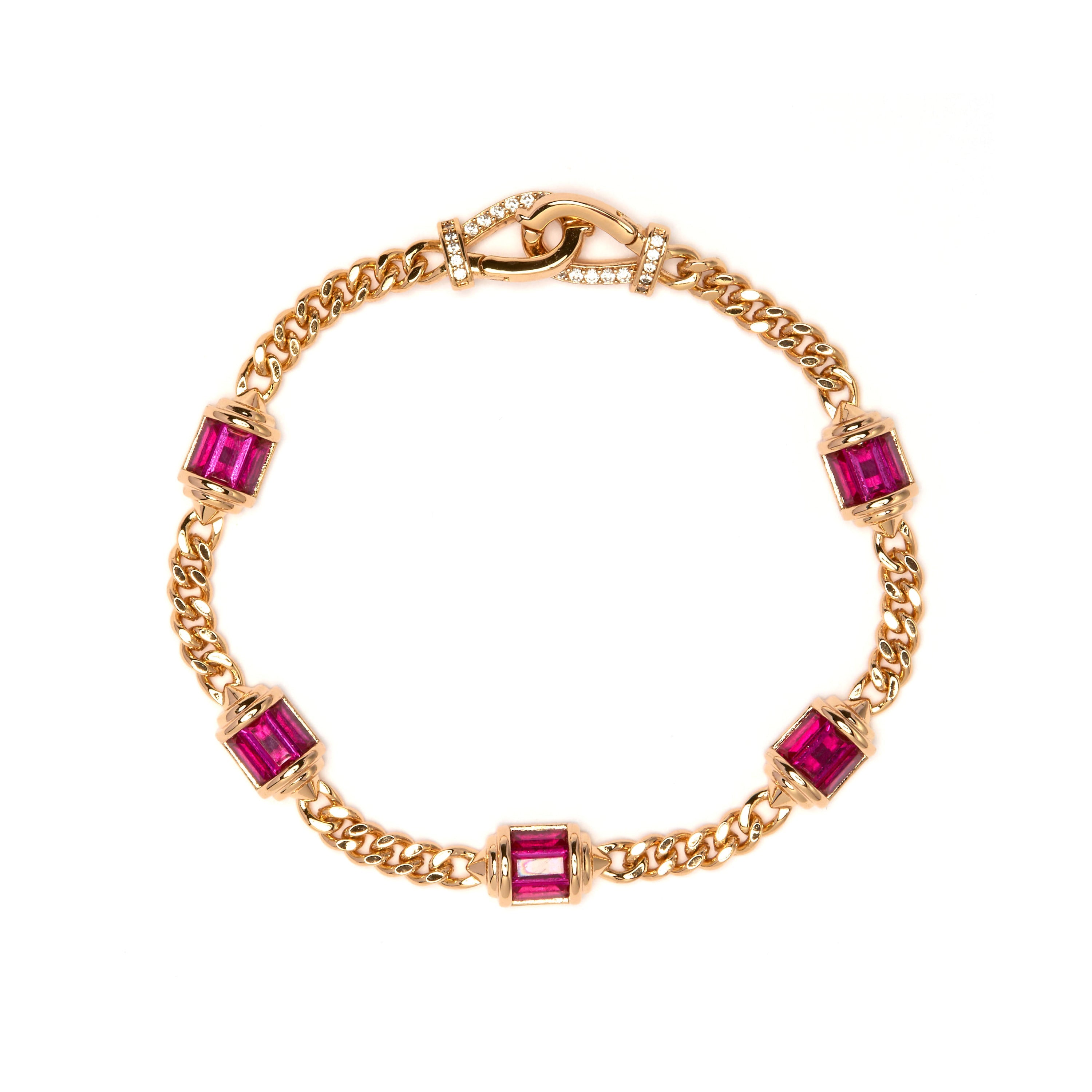 Pulsera de Circonita Rubí acabado en oro amarillo de 18k - Kansha