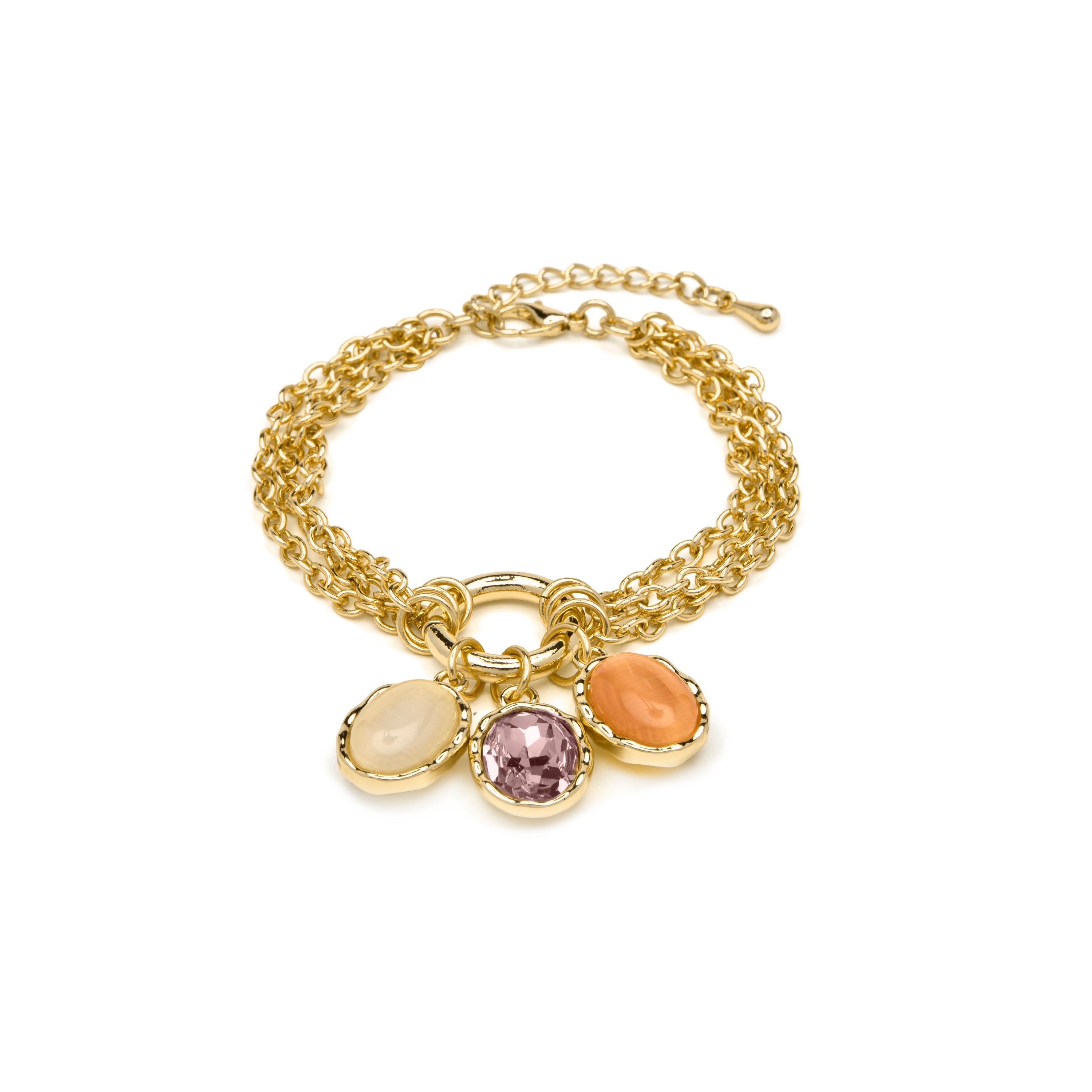 Multicolor Cat's Eye Bracelet with 18k Yellow Gold Finish - Zalya