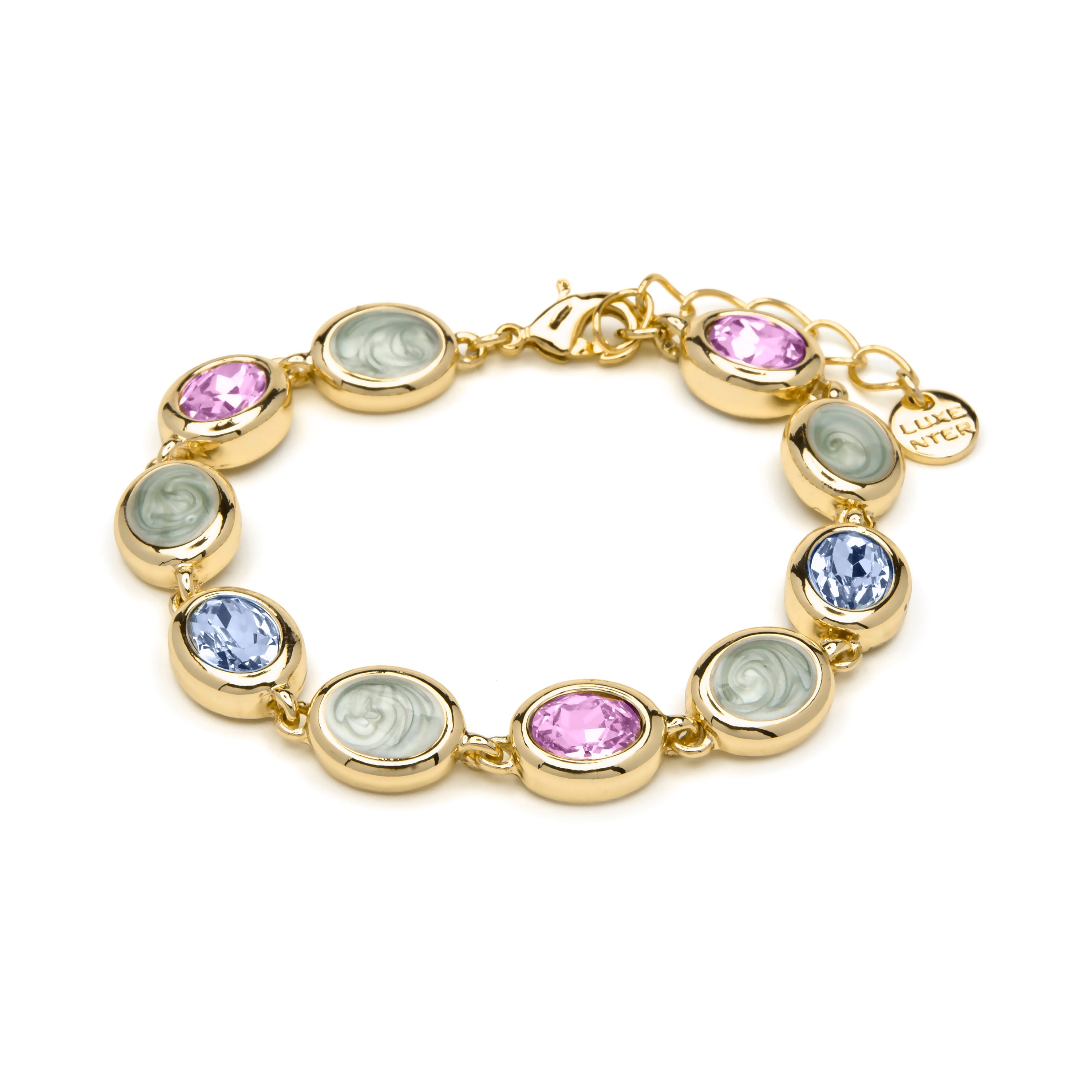 Multicolor Hydrothermal Quartz Bracelet with 18k Yellow Gold Finish - Asbi