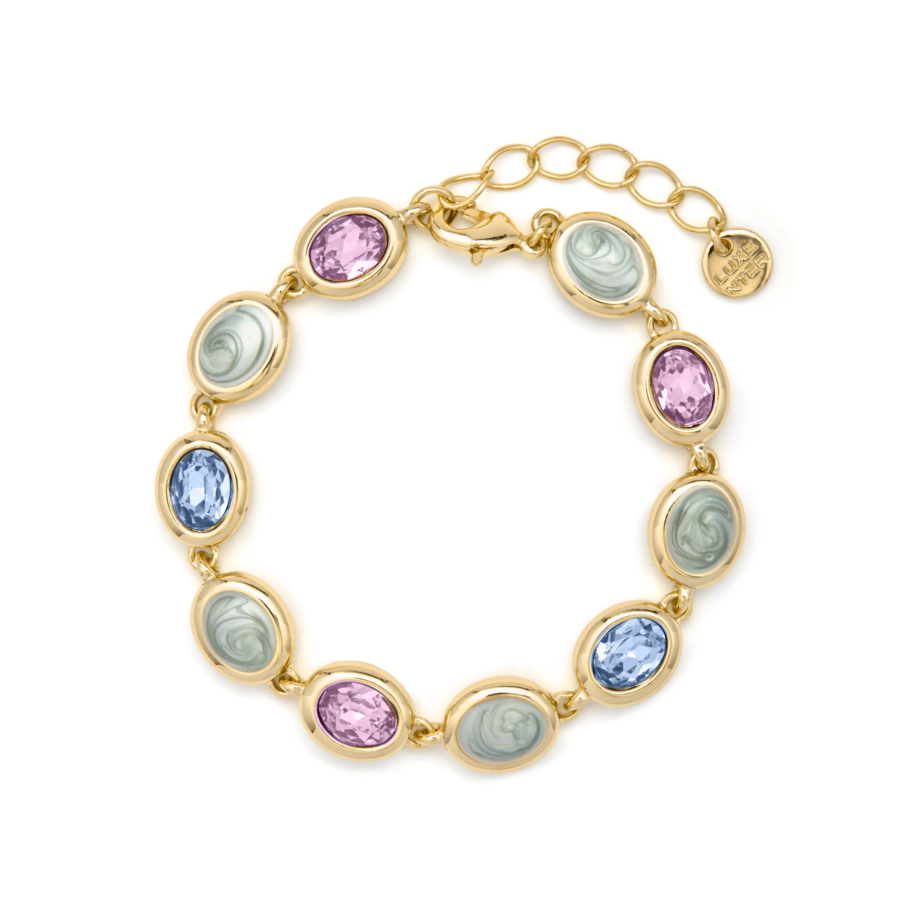 Multicolor Hydrothermal Quartz Bracelet with 18k Yellow Gold Finish - Asbi