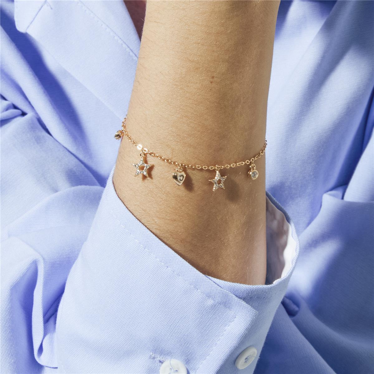 18k Yellow Gold Plated Brilliant Zircon Bracelet - Aisva